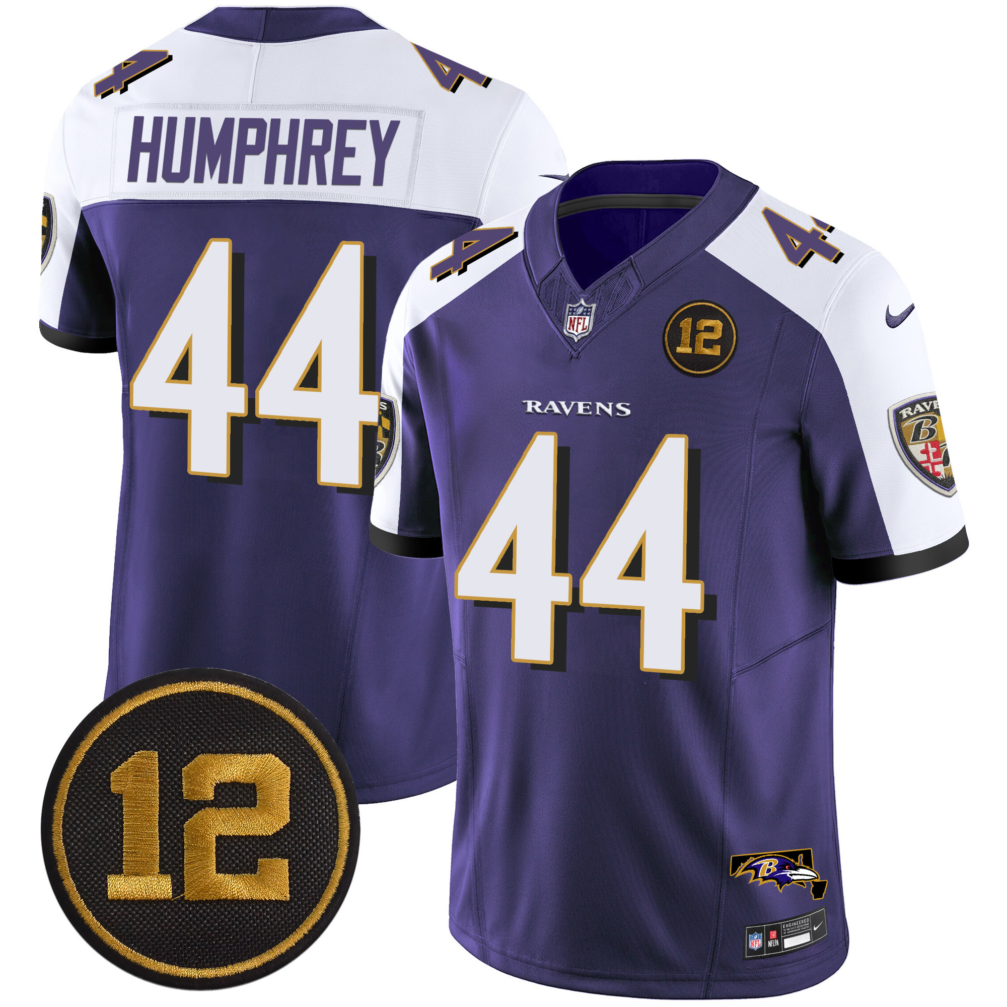 Men's Marlon Humphrey Baltimore Ravens Jacoby Jones Patch Vapor Limited Purple Alternate Jersey - All Stitched