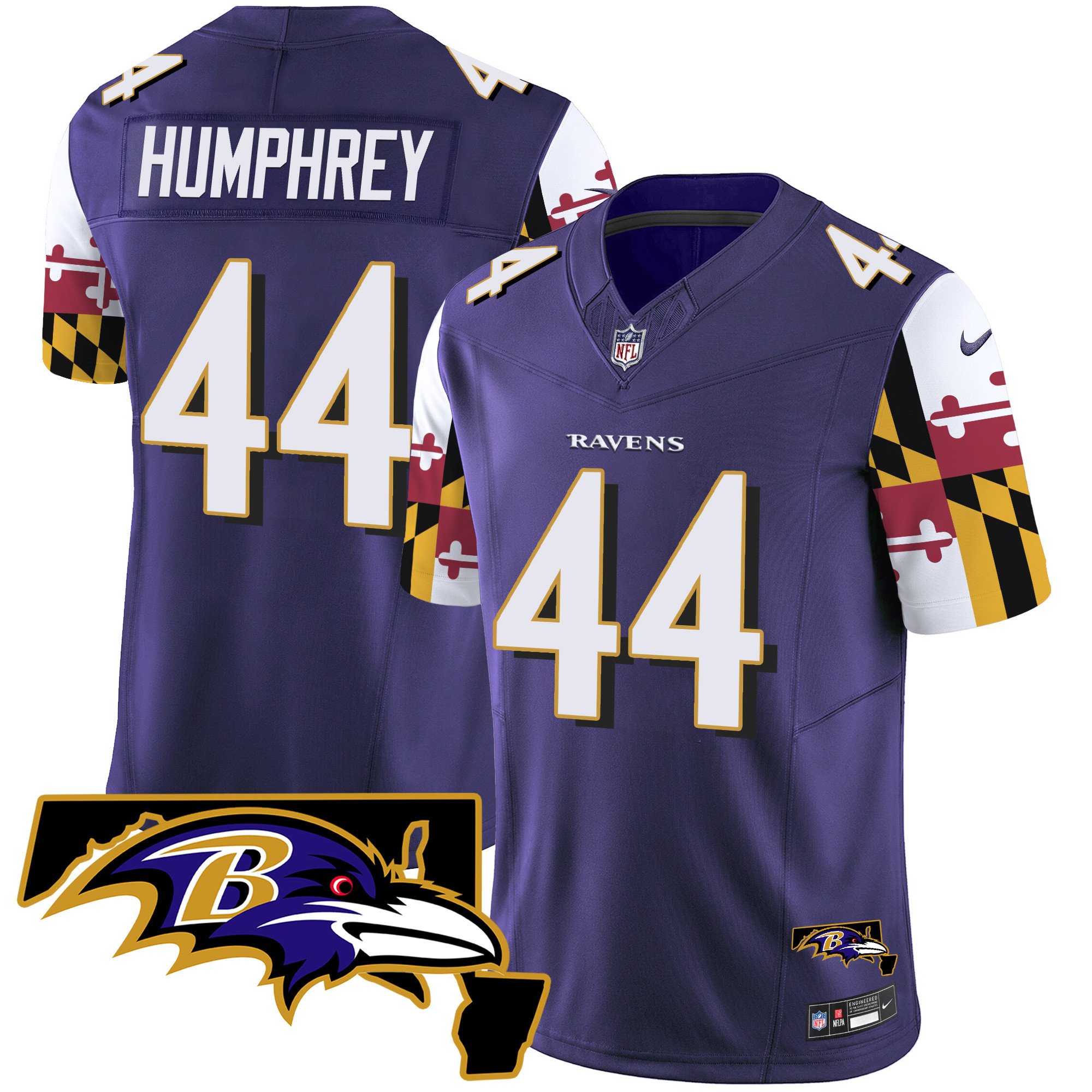 Men's Marlon Humphrey Baltimore Ravens Maryland Flag Vapor Limited Purple Jersey V2 - All Stitched