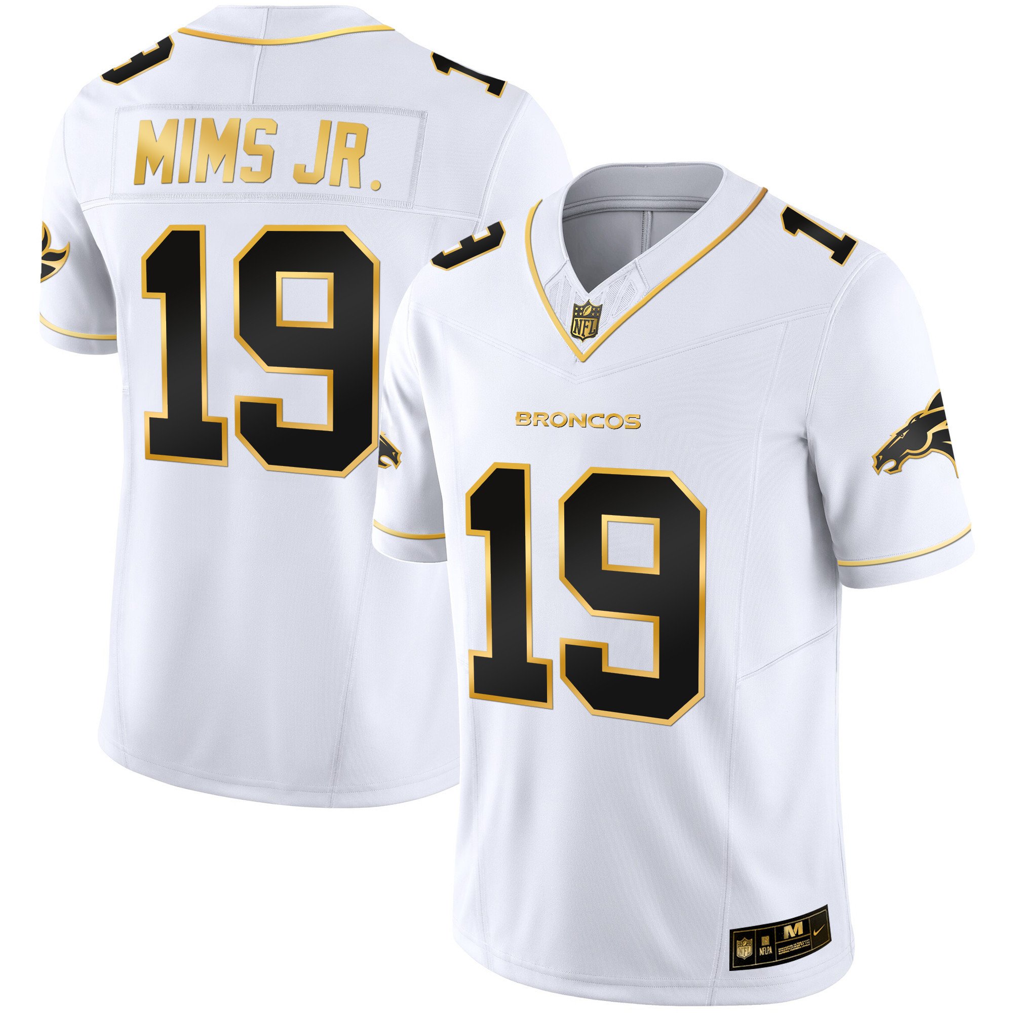 Men's Marvin Mims Jr. Denver Broncos Gold Vapor Limited White Gold Jersey - All Stitched