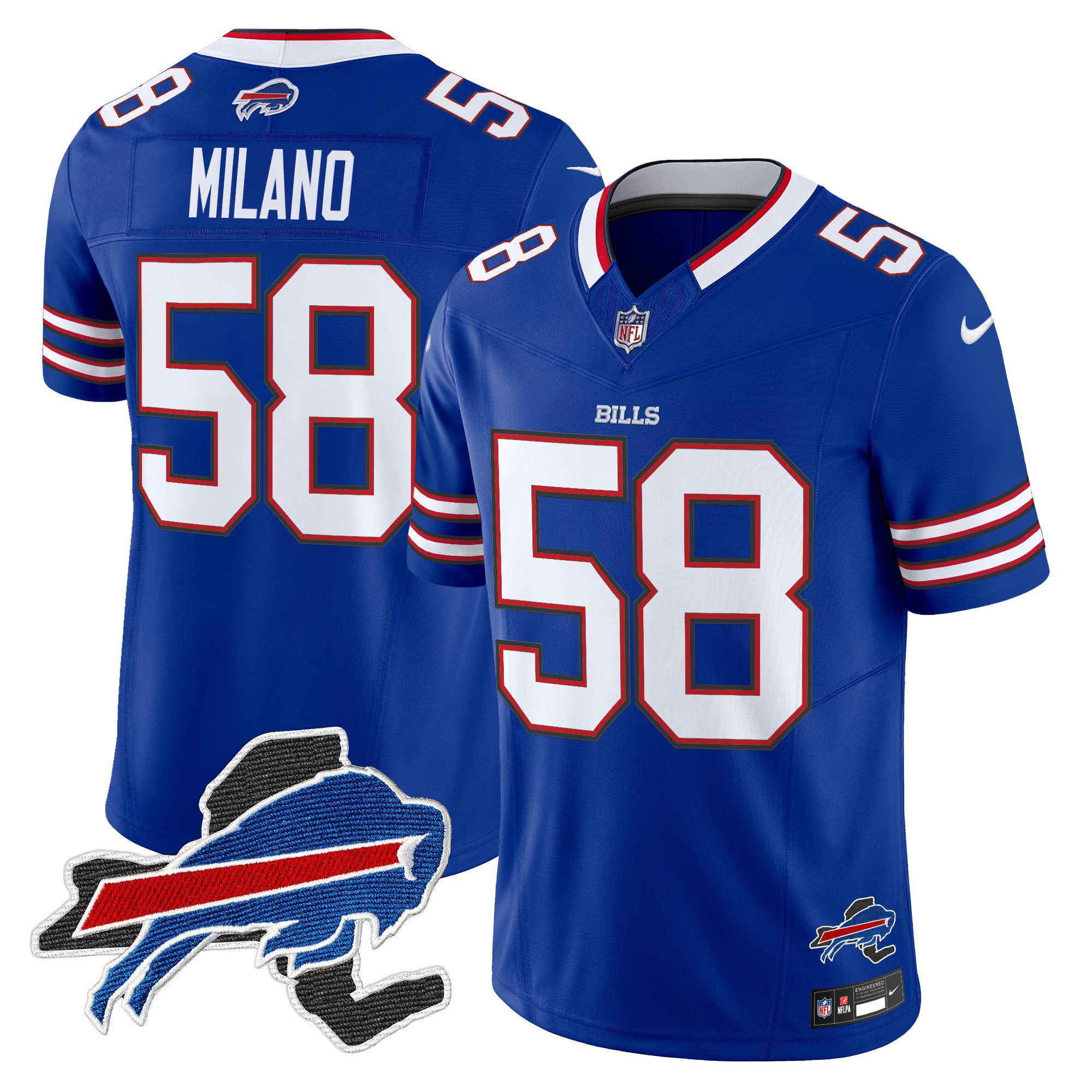 Men's Matt Milano Buffalo Bills New York Patch Vapor Limited Royal Jersey V3 - All Stitched