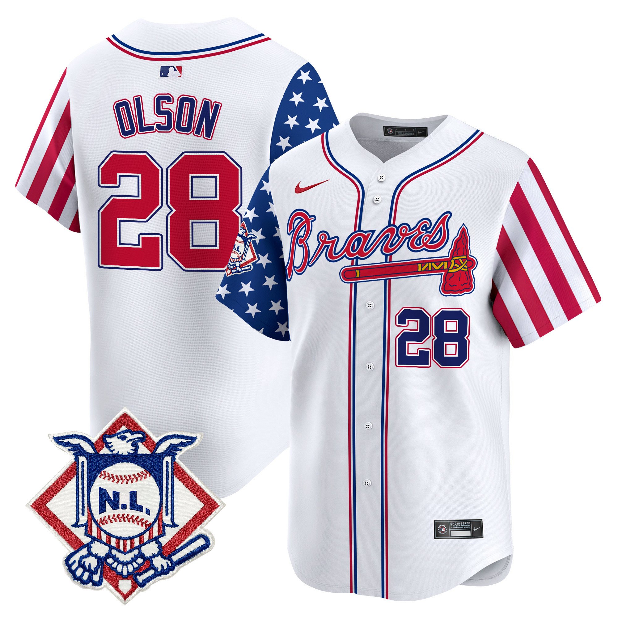 Men's Matt Olson Atlanta Braves 2024 Fourth of July Vapor Premier Limited White Jersey V2 - All Stitched