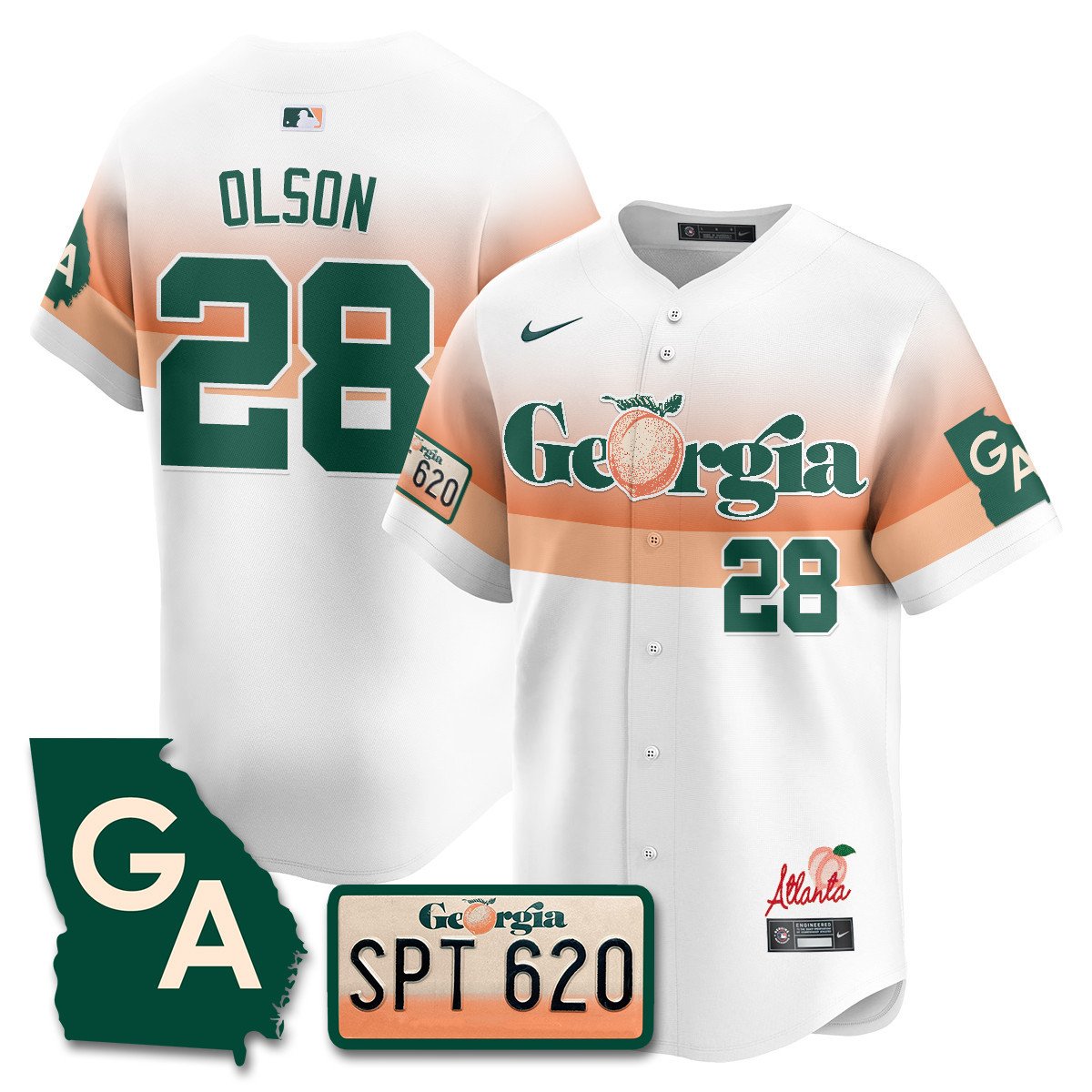 Men's Matt Olson Atlanta Braves Peach Plates - Georgia Peaches Vapor Premier Limited White Jersey - Printed