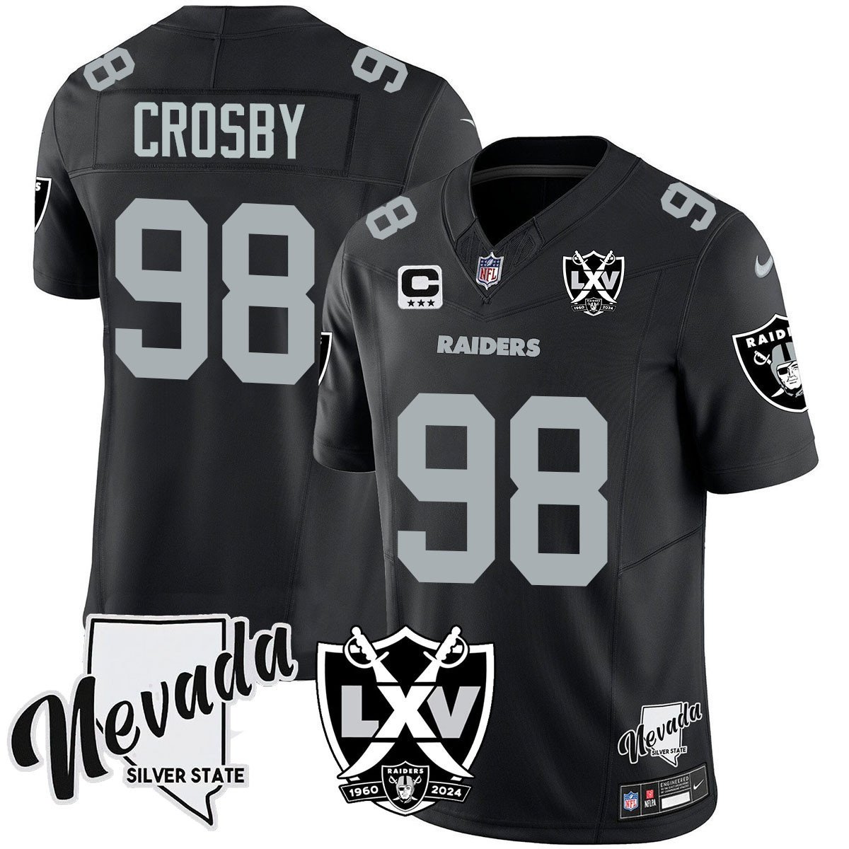 Men's Maxx Crosby Las Vegas Raiders 2024 Vapor Limited Black Jersey - 65th Anniversary - All Stitched
