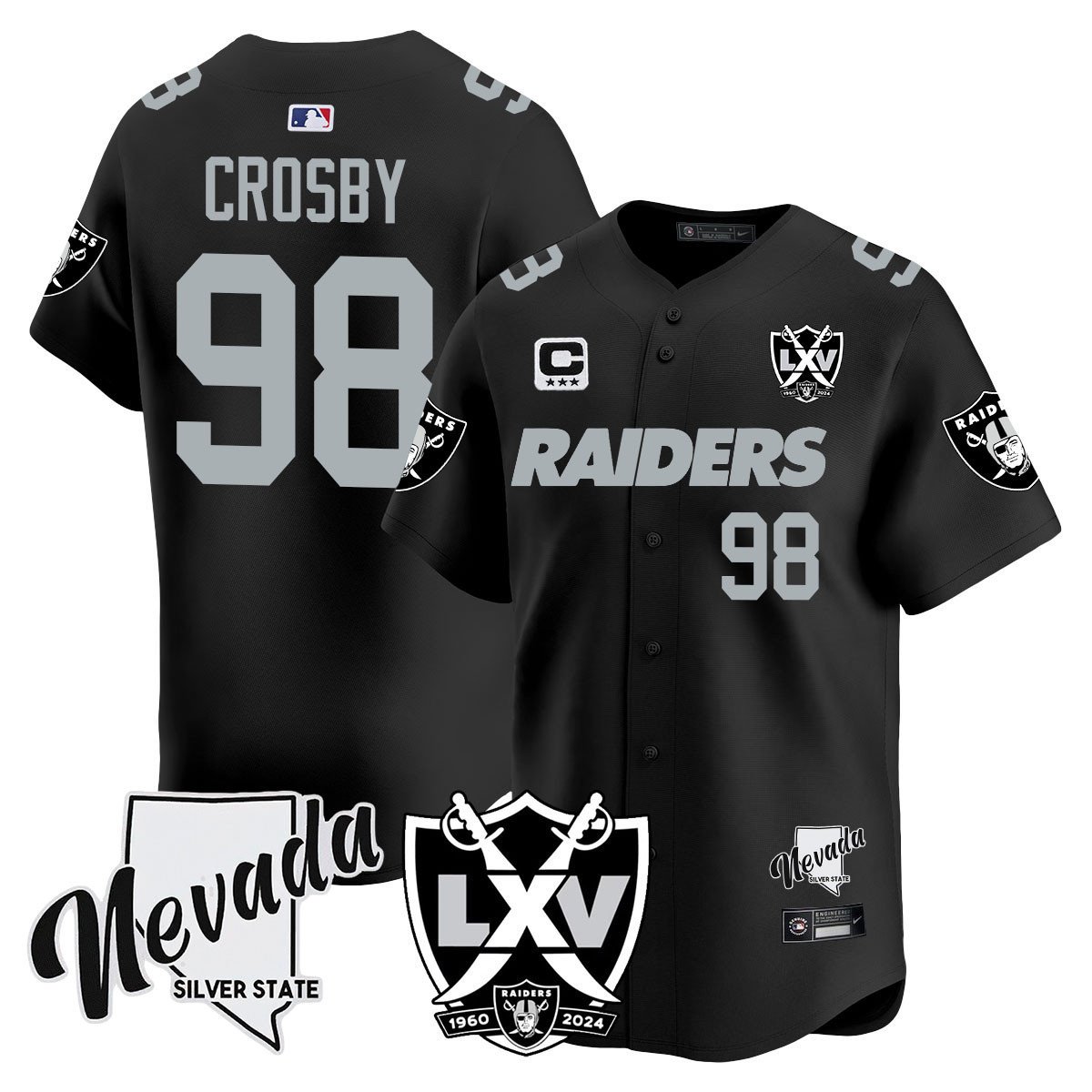 Men's Maxx Crosby Las Vegas Raiders 2024 Vapor Premier Limited Black Jersey - 65th Anniversary - All Stitched