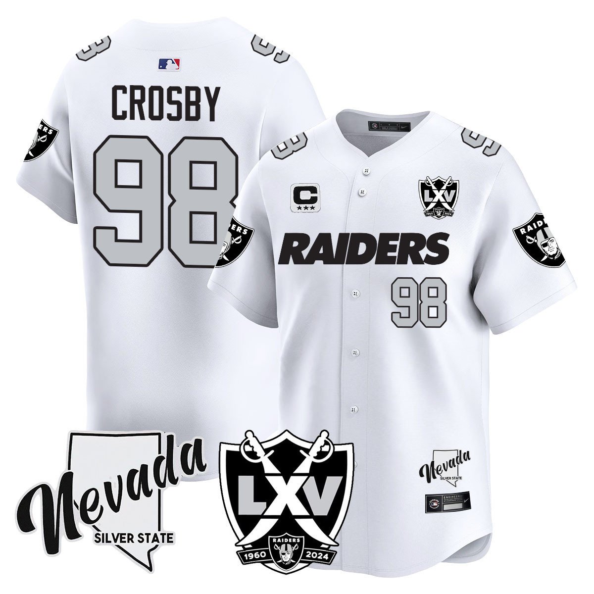 Men's Maxx Crosby Las Vegas Raiders 2024 Vapor Premier Limited White Jersey - 65th Anniversary - All Stitched