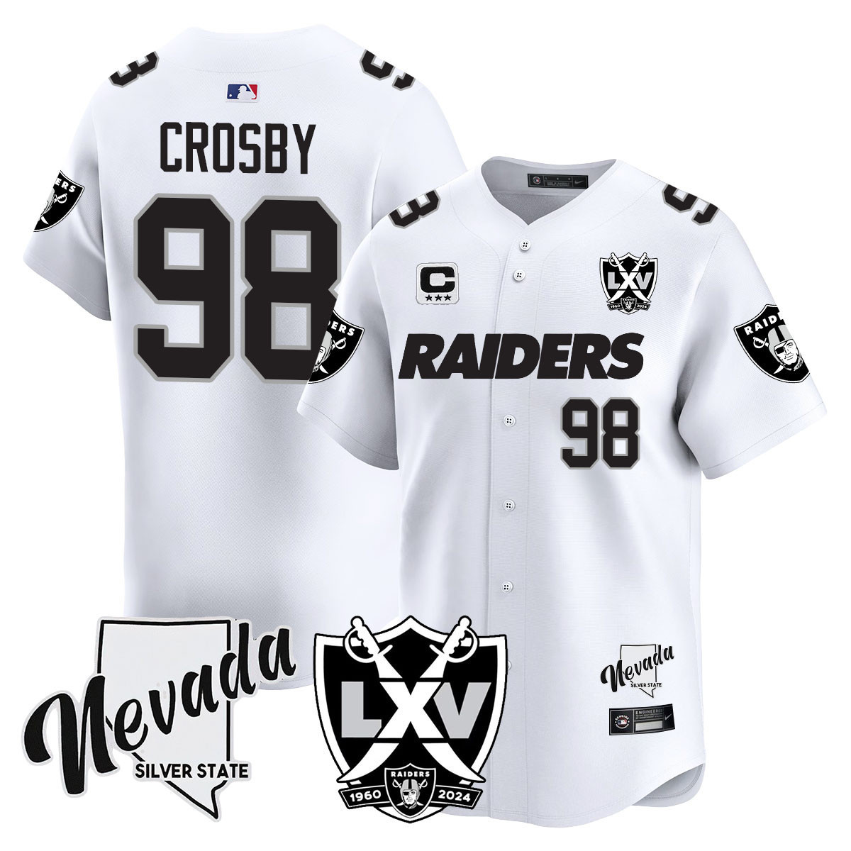 Men's Maxx Crosby Las Vegas Raiders 2024 Vapor Premier Limited White Limited Jersey - 65th Anniversary - All Stitched