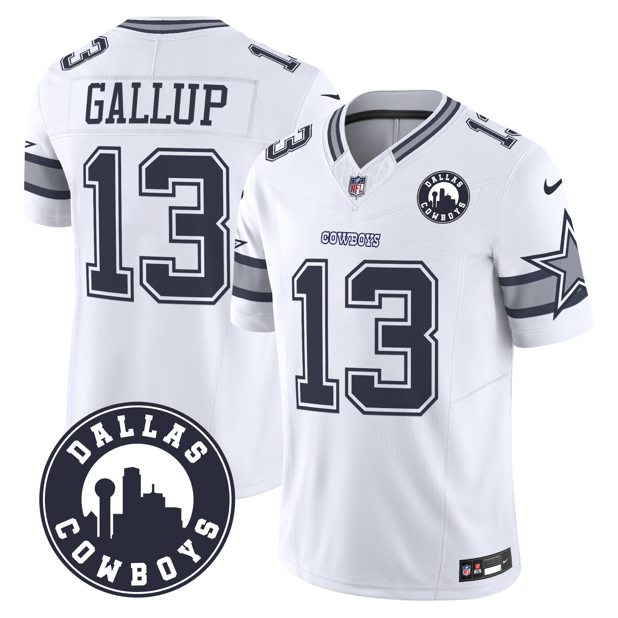 Men's Michael Gallup Dallas Cowboys "Dallas City" Patch Vapor Limited White Jersey - All Stitched
