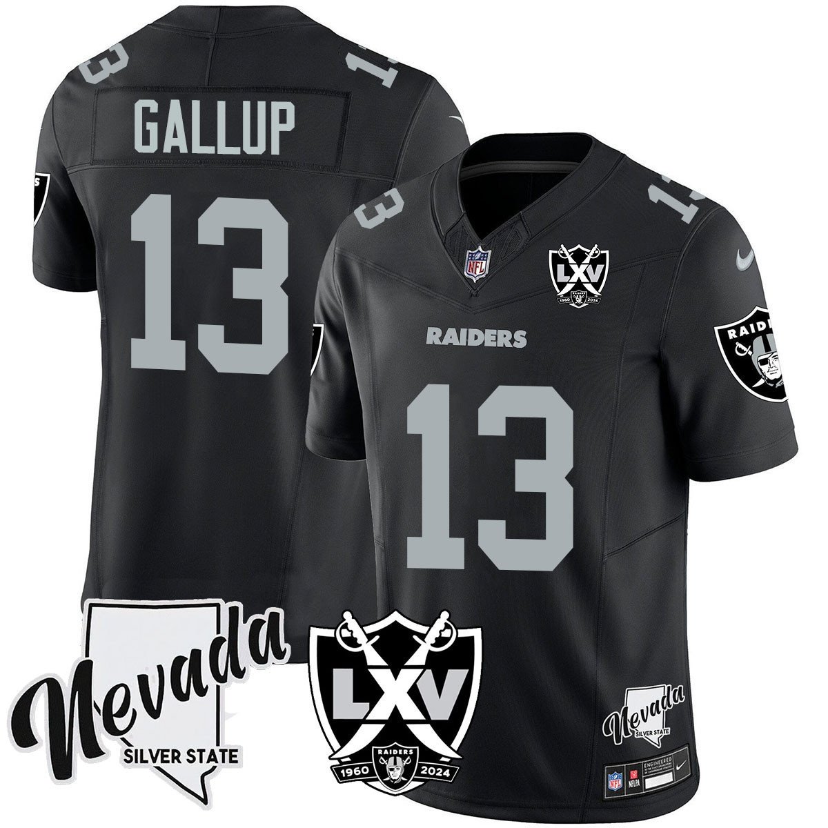 Men's Michael Gallup Las Vegas Raiders 2024 Vapor Limited Black Jersey - 65th Anniversary - All Stitched