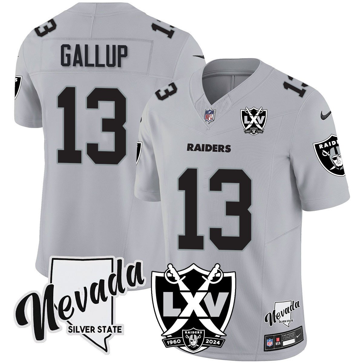 Men's Michael Gallup Las Vegas Raiders 2024 Vapor Limited Silver Jersey - 65th Anniversary - All Stitched
