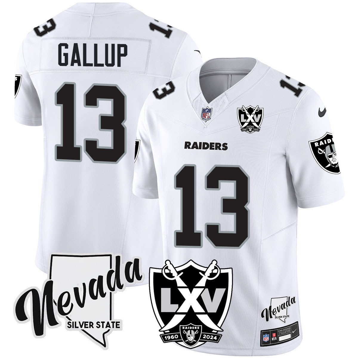 Men's Michael Gallup Las Vegas Raiders 2024 Vapor Limited White Limited Jersey - 65th Anniversary - All Stitched