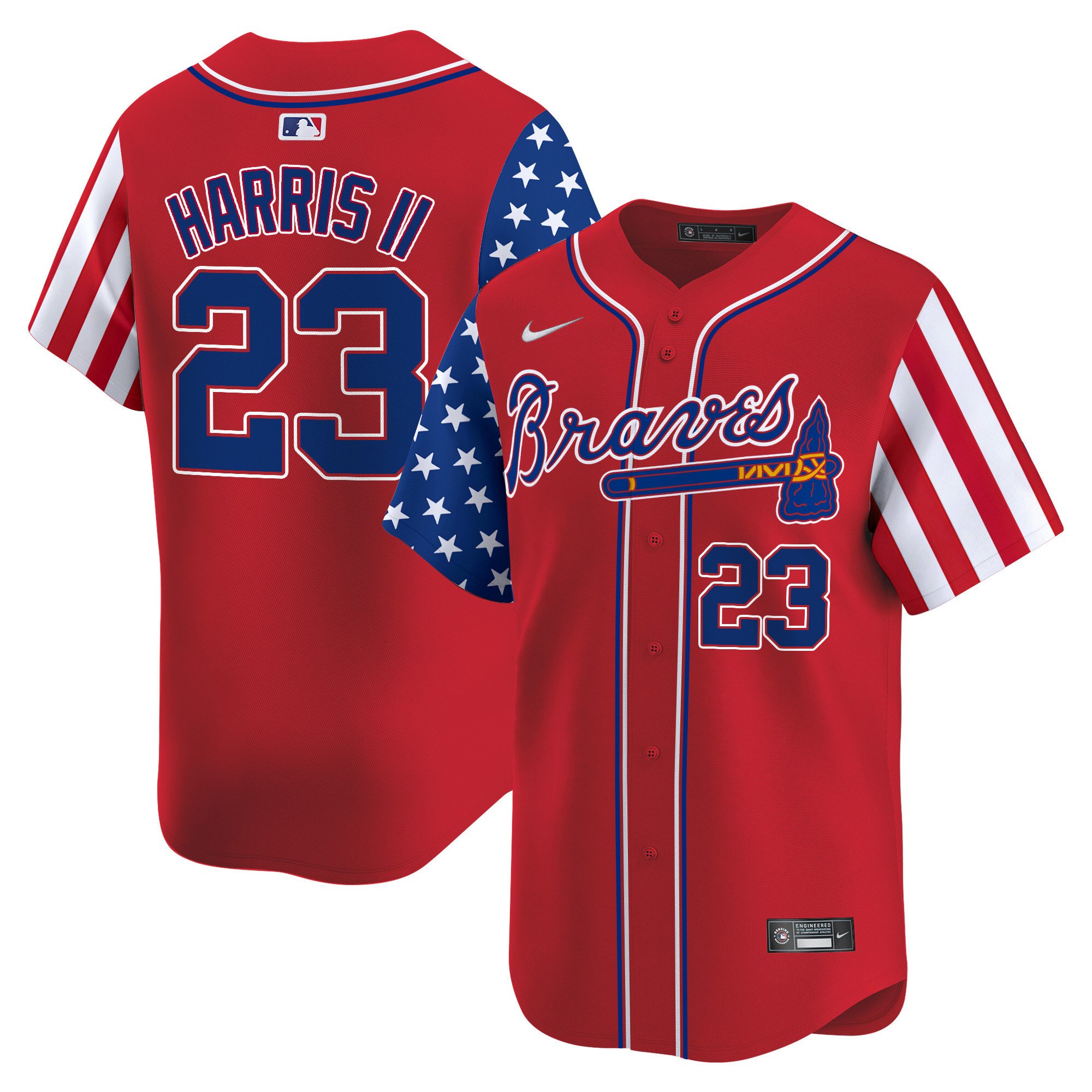 Men's Michael Harris II Atlanta Braves 2024 Independence Day Vapor Premier Limited Red Jersey - All Stitched