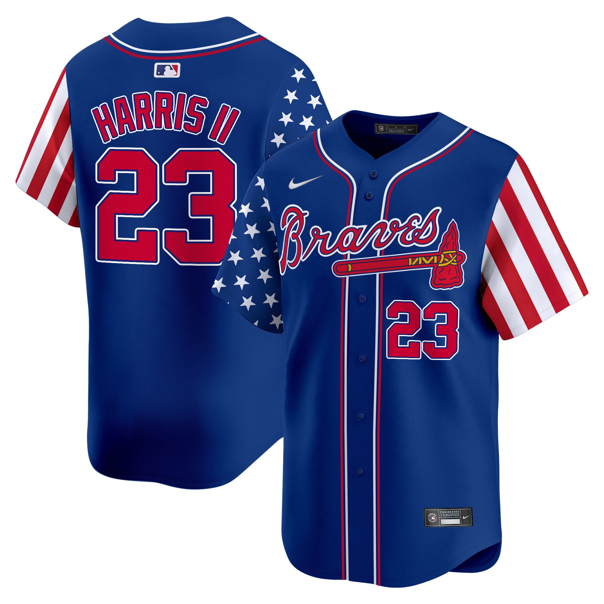 Men's Michael Harris II Atlanta Braves 2024 Independence Day Vapor Premier Limited Royal Jersey - All Stitched