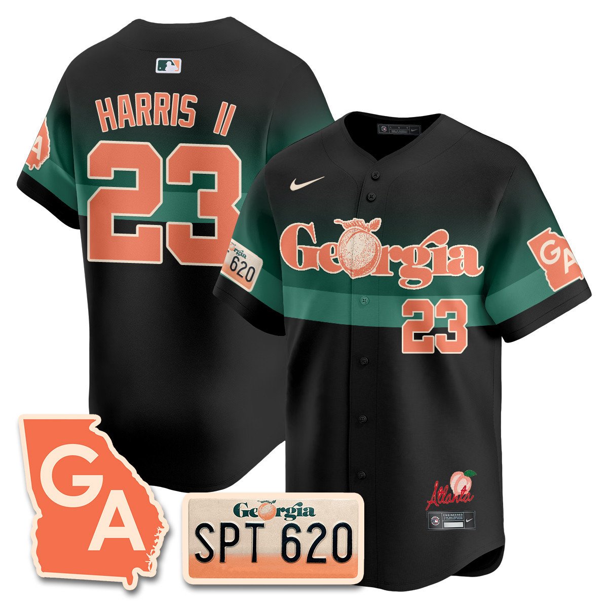Men's Michael Harris II Atlanta Braves Peach Plates - Georgia Peaches Vapor Premier Limited Black Jersey - Printed