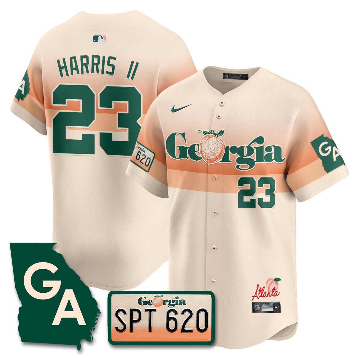 Men's Michael Harris II Atlanta Braves Peach Plates - Georgia Peaches Vapor Premier Limited Cream Jersey - Printed