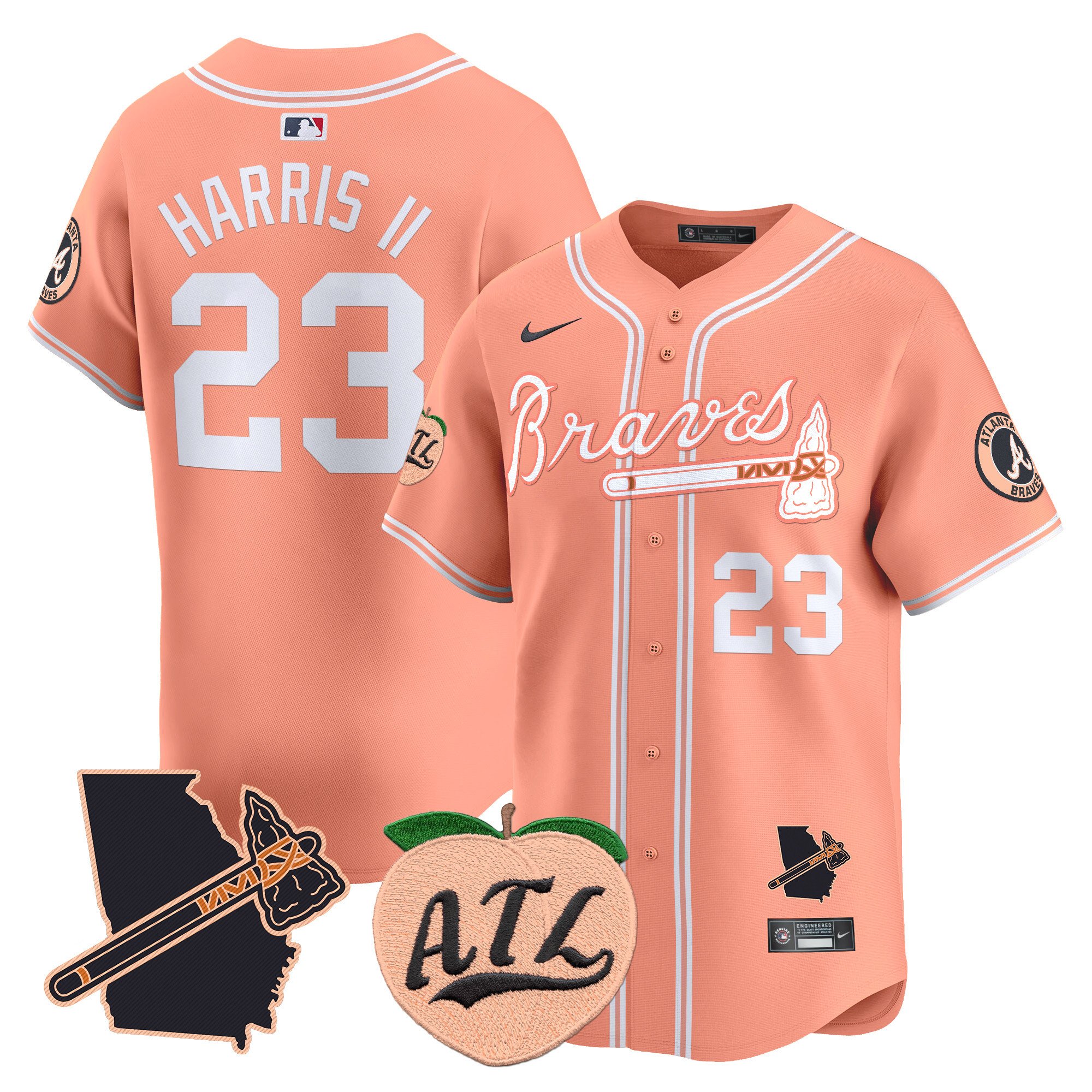 Men's Michael Harris II Atlanta Braves Peach Vapor Premier Limited Peach Jersey - All Stitched