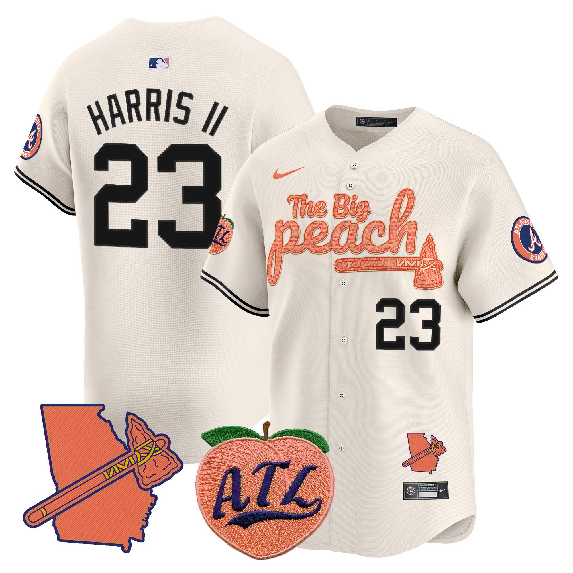 Men's Michael Harris II Atlanta Braves The Big Peach Vapor Premier Limited Cream Jersey V2 - All Stitched