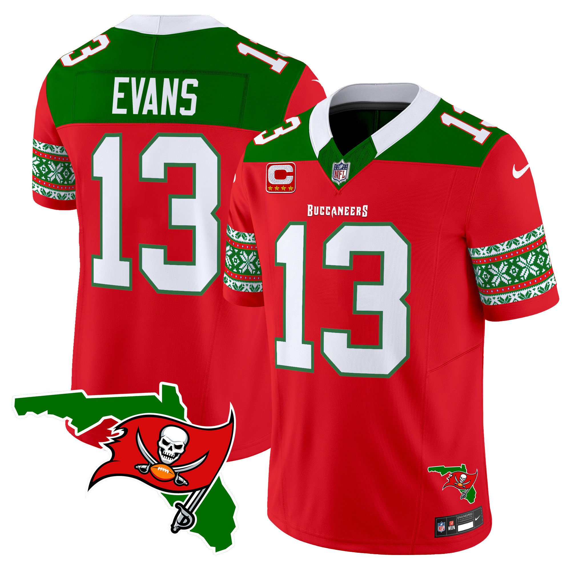 Men's Mike Evans Tampa Bay Buccaneers 2024 Christmas Vapor Limited Red Jersey - All Stitched