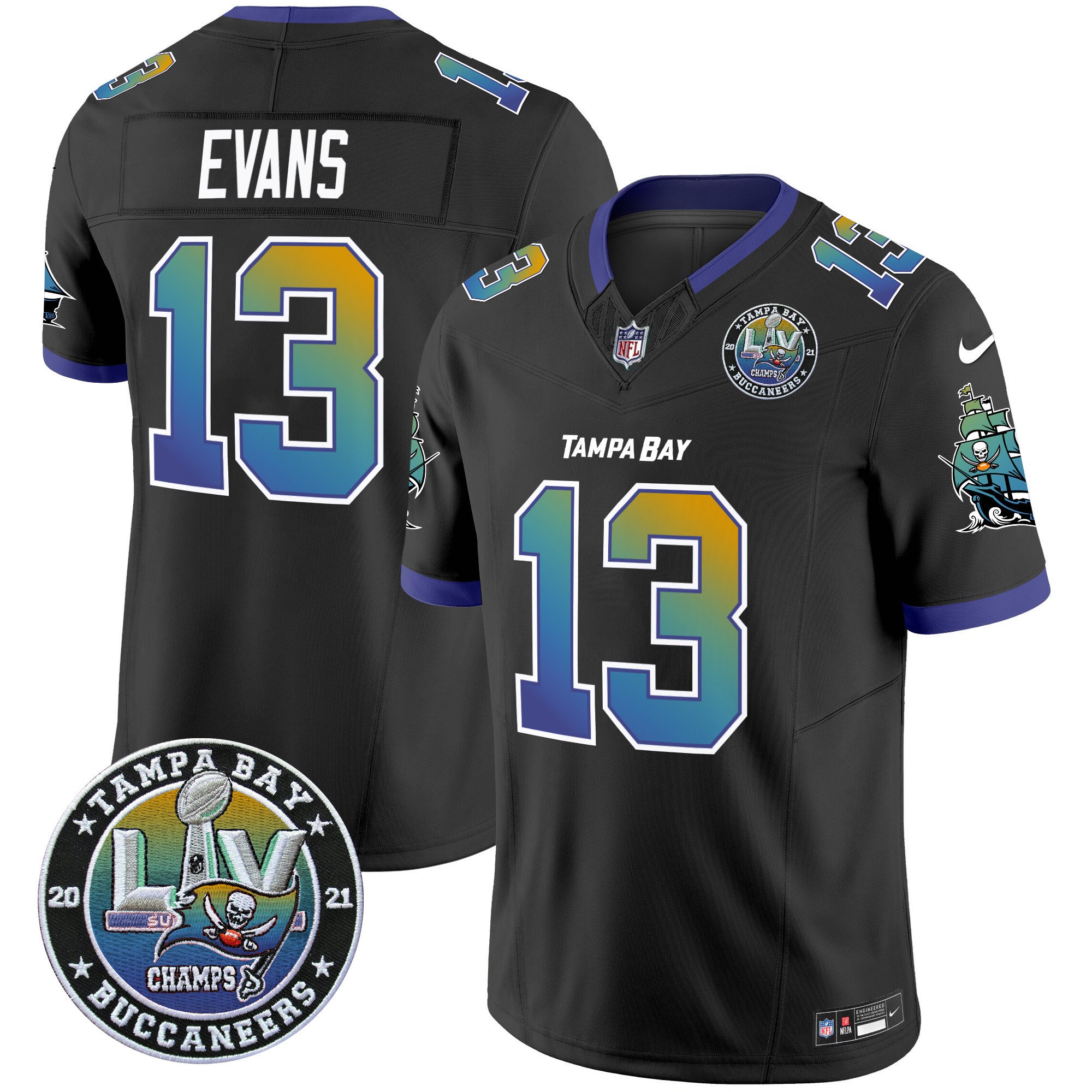 Men's Mike Evans Tampa Bay Buccaneers "Tampa City" Super Bowl LIV Patch Vapor Limited Black Jersey - All Stitched