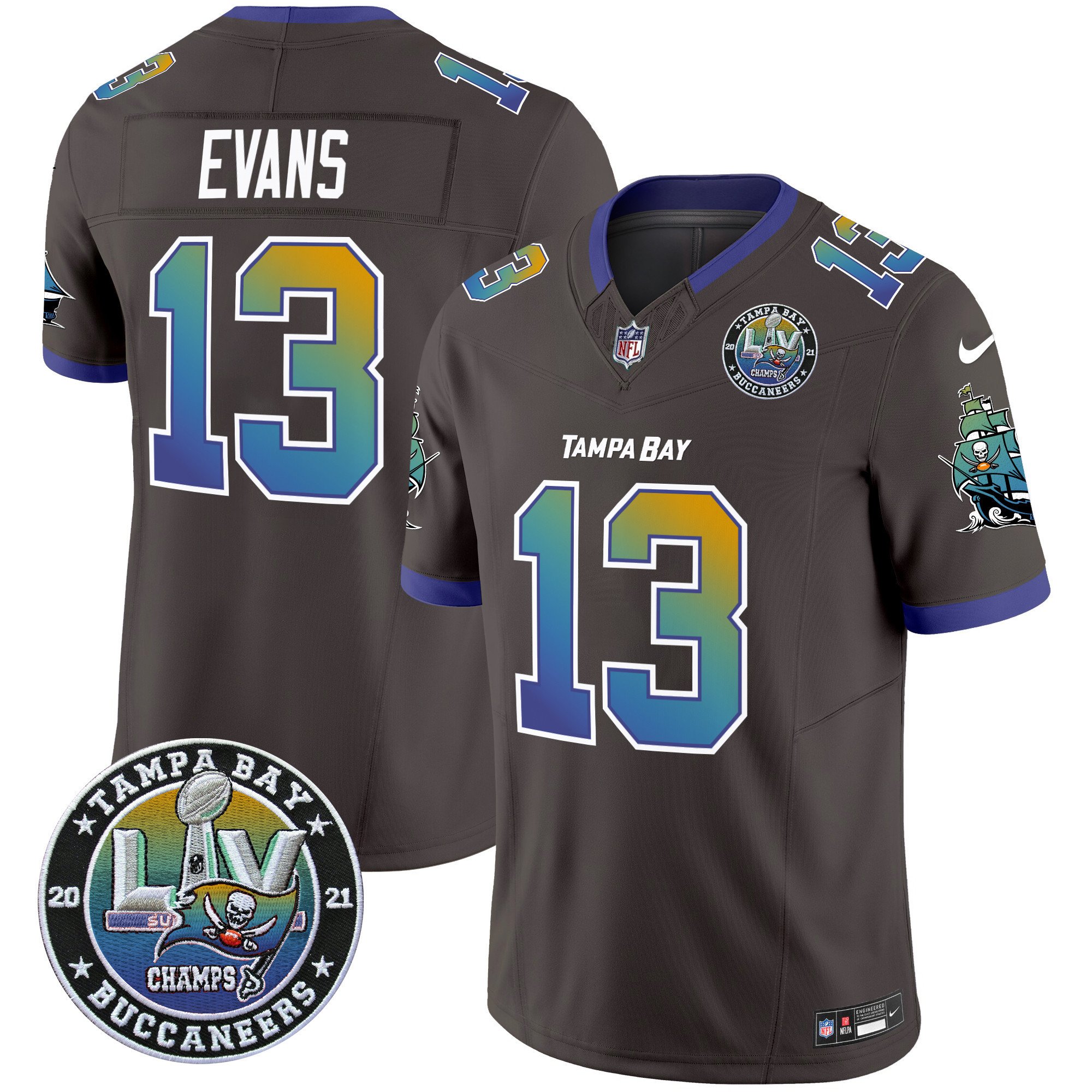Men's Mike Evans Tampa Bay Buccaneers "Tampa City" Super Bowl LIV Patch Vapor Limited Pewter Jersey - All Stitched