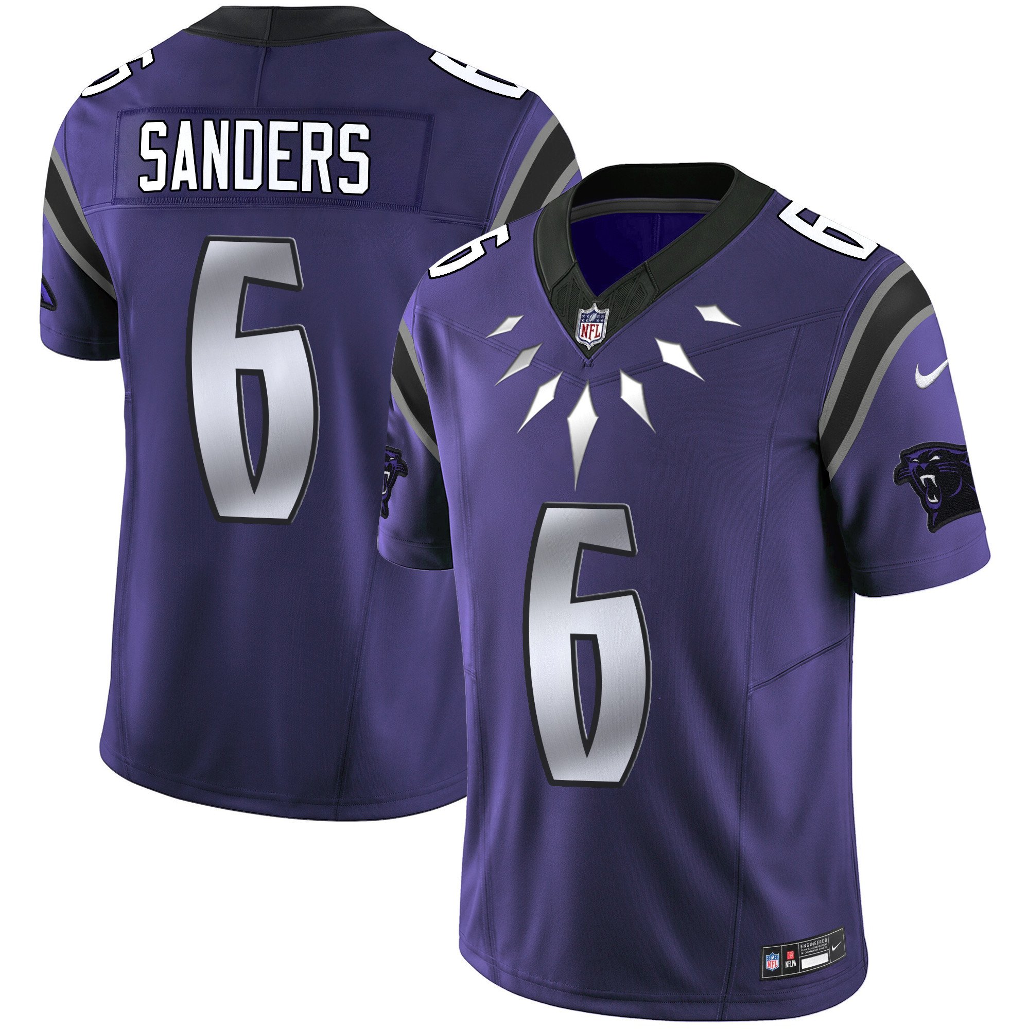 Men's Miles Sanders Carolina Panthers Wakanda Vapor Limited Purple Jersey - All Stitched