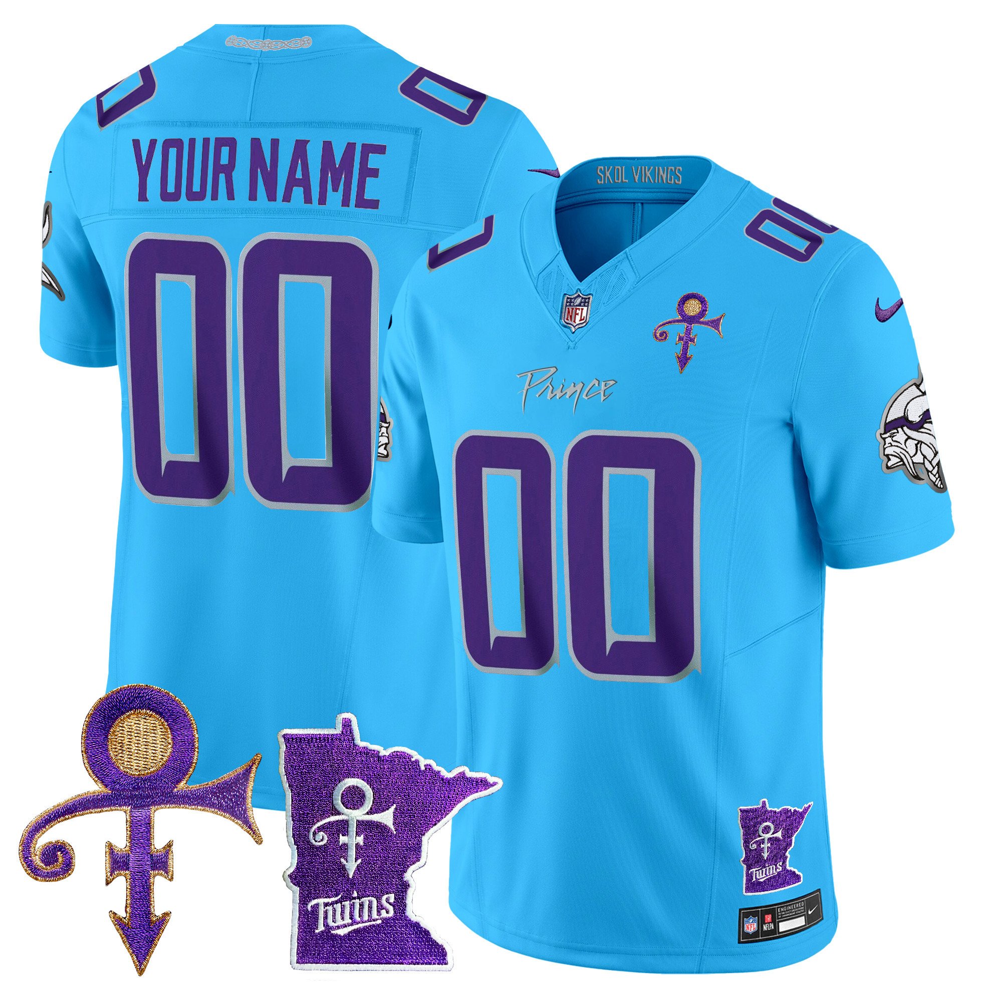 Men's Minnesota Vikings 2024 Prince Vapor Limited Custom Light Blue Jersey V2 - All Stitched
