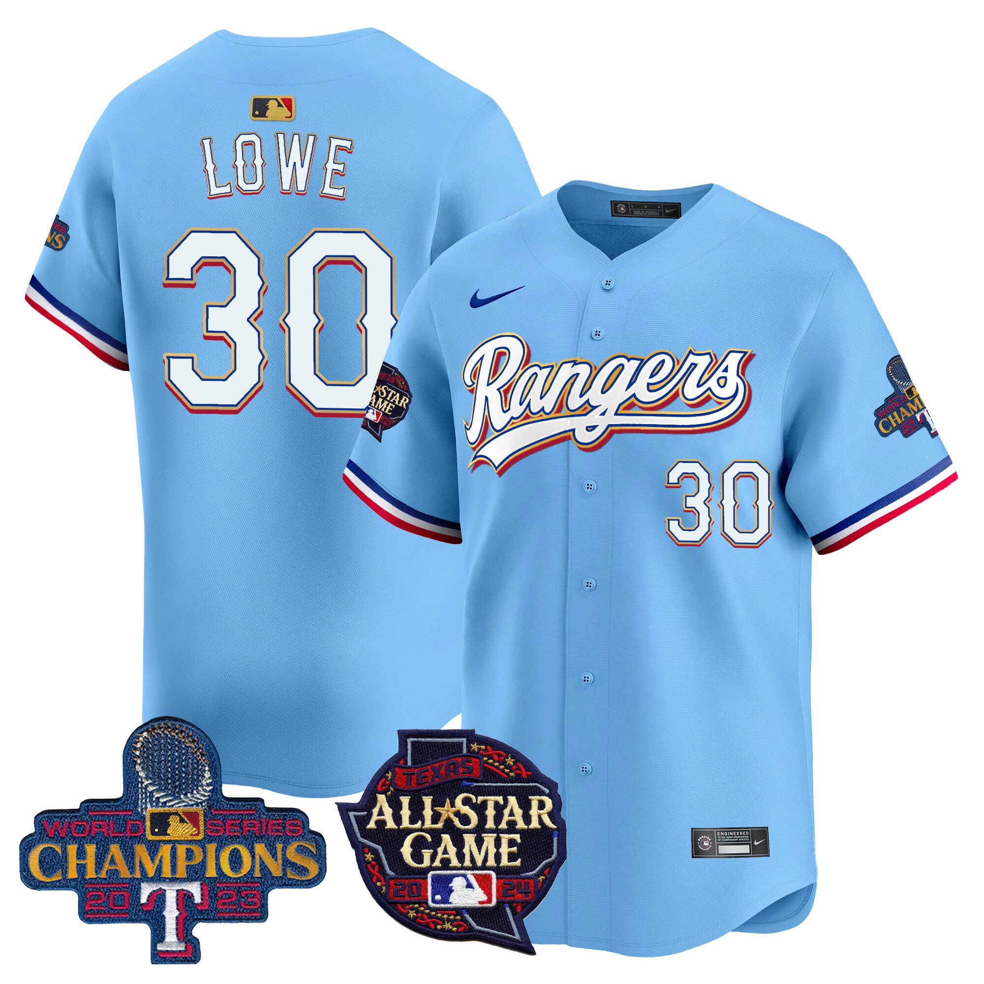 Men's Nathaniel Lowe Texas Rangers 2024 All Star Game Patch Vapor Premier Limited Blue Jersey - All Stitched