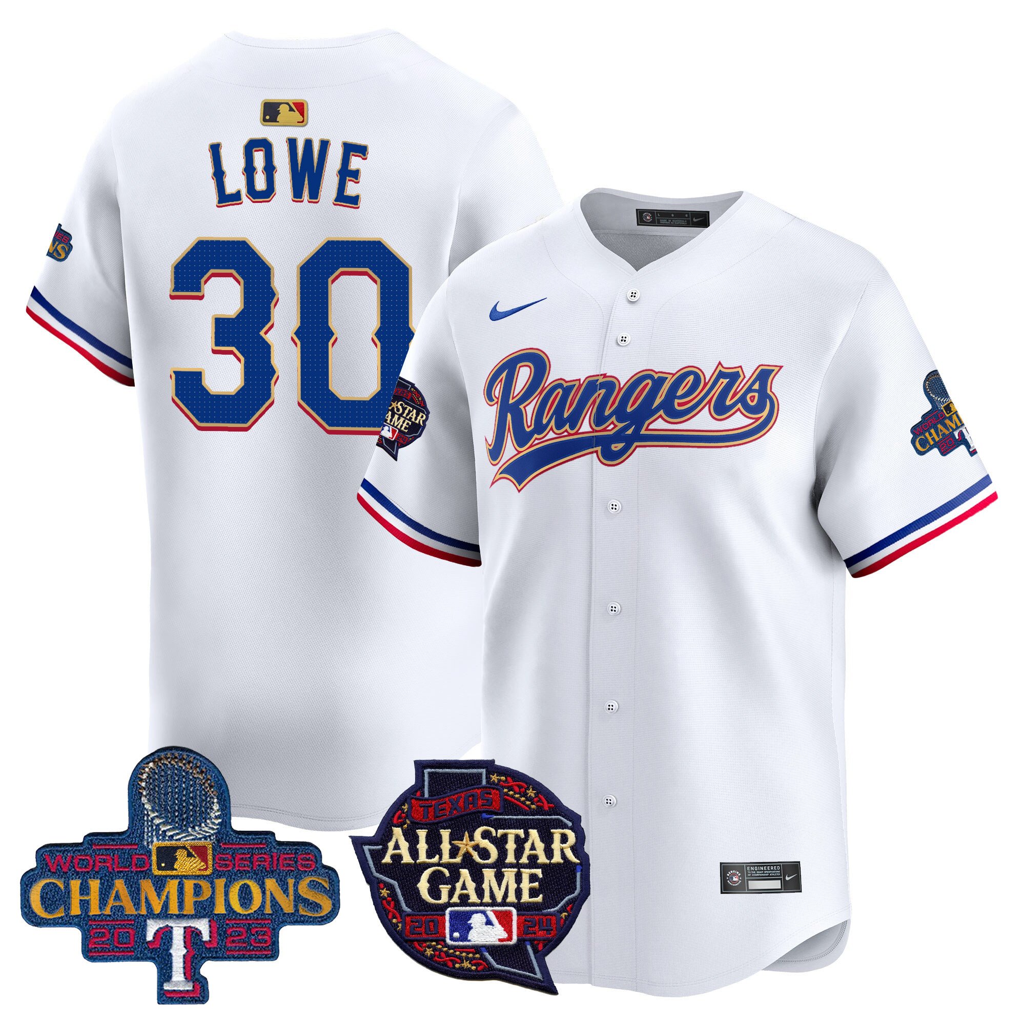 Men's Nathaniel Lowe Texas Rangers 2024 All Star Game Patch Vapor Premier Limited White Jersey - All Stitched