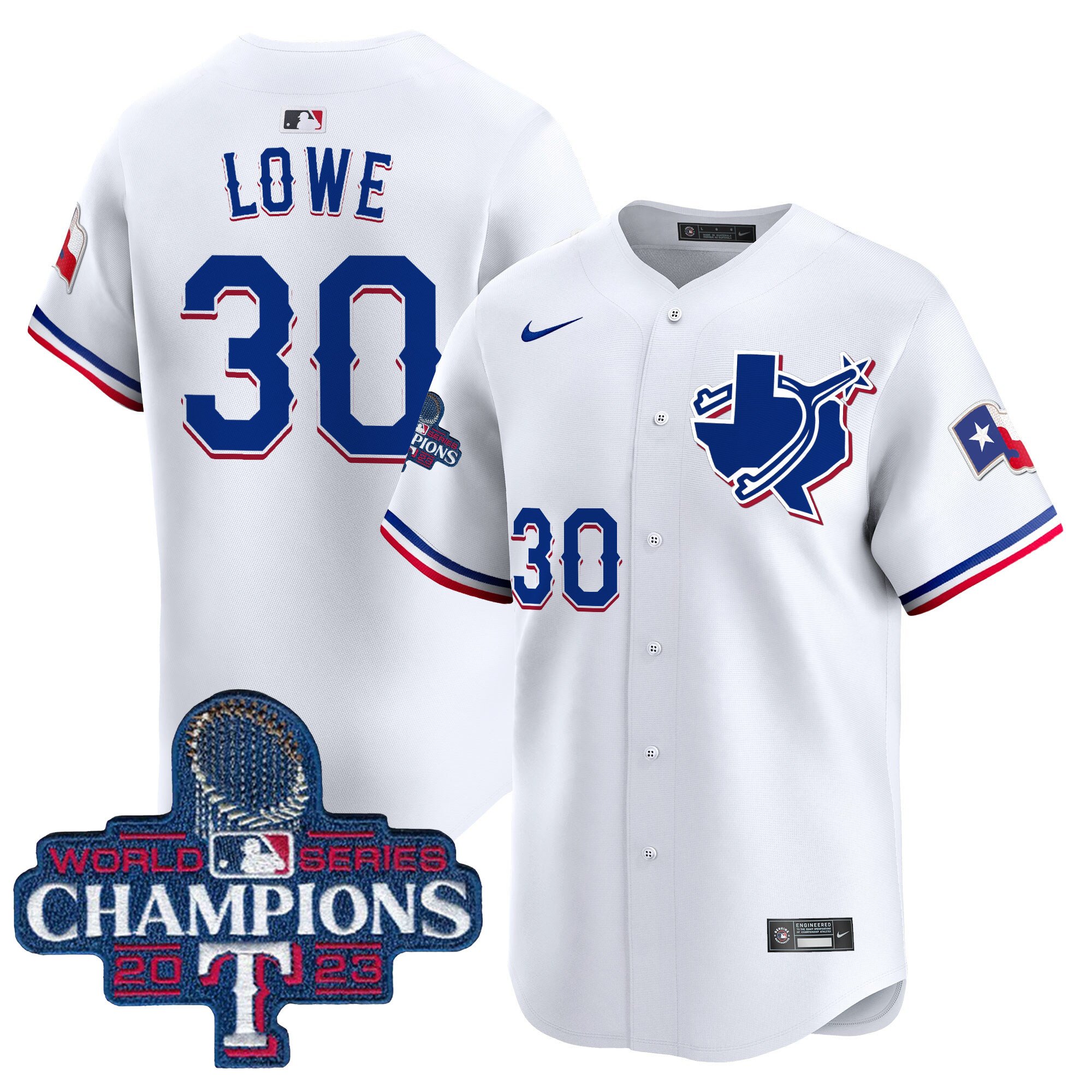 Men's Nathaniel Lowe Texas Rangers World Series Champions Vapor Premier Limited White Jersey V3 - All Stitched
