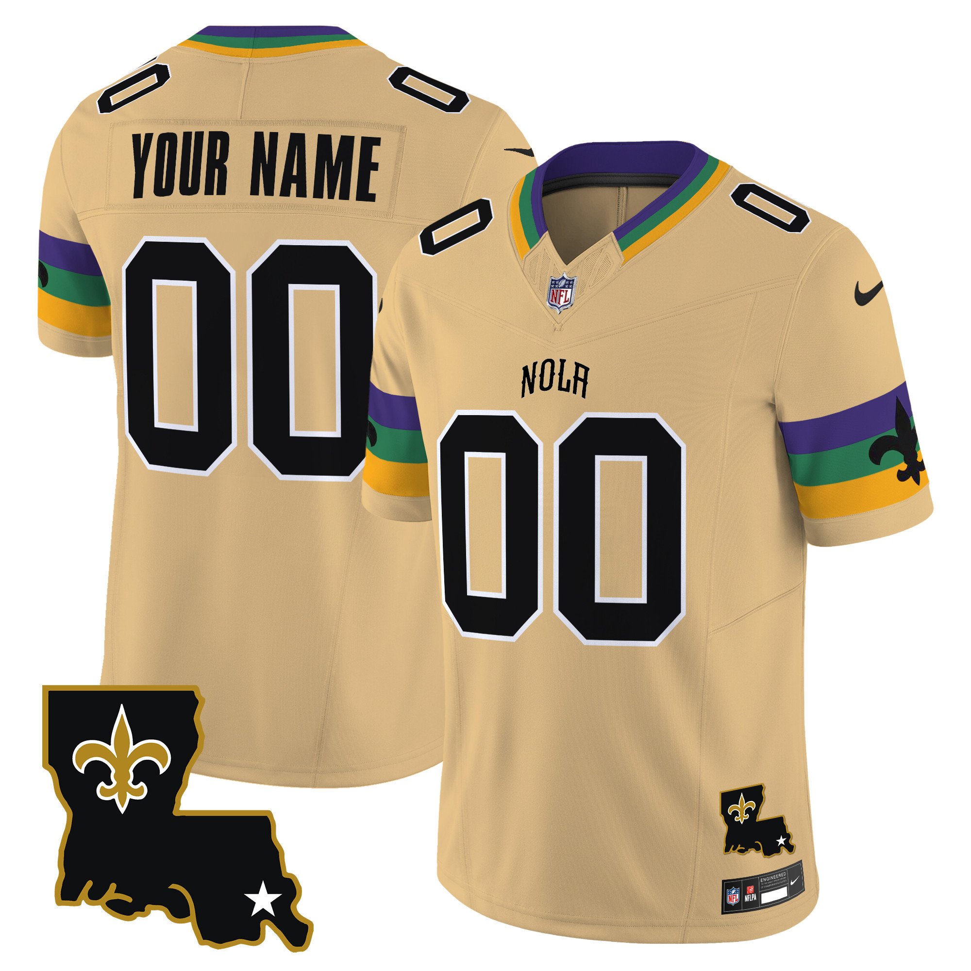 Men's New Orleans Saints 2024 New Orleans City Vapor Limited Custom Gold Jersey - All Stitched