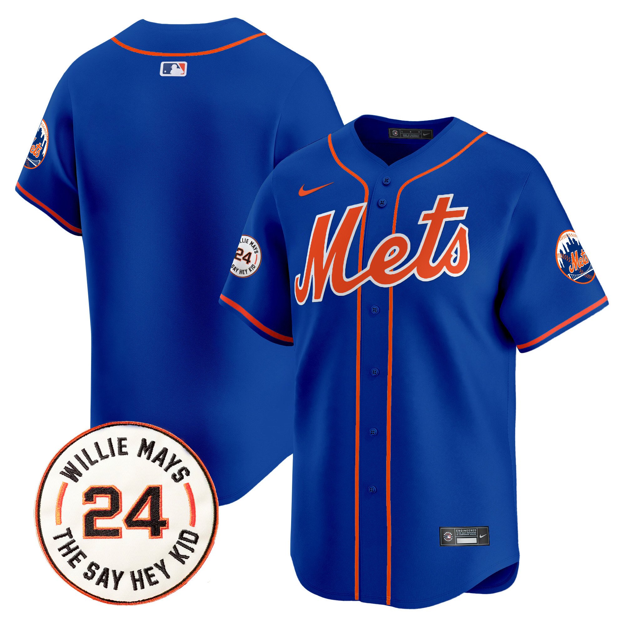 Men's New York Mets Willie Mays Patch Vapor Premier Limited Royal Jersey - All Stitched