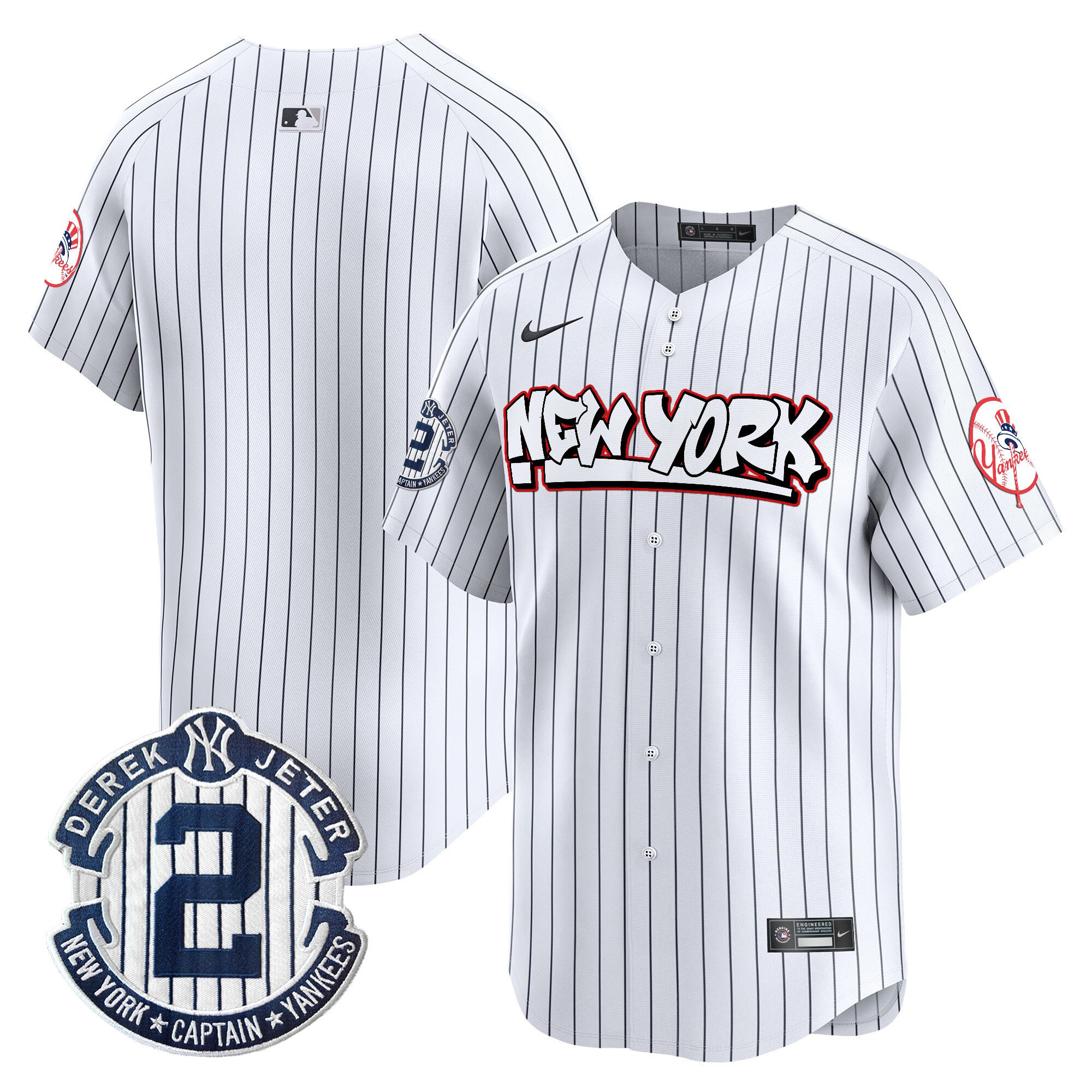 Men's New York Yankees Graffiti Vapor Premier Limited Pinstripe Jersey V2 - All Stitched