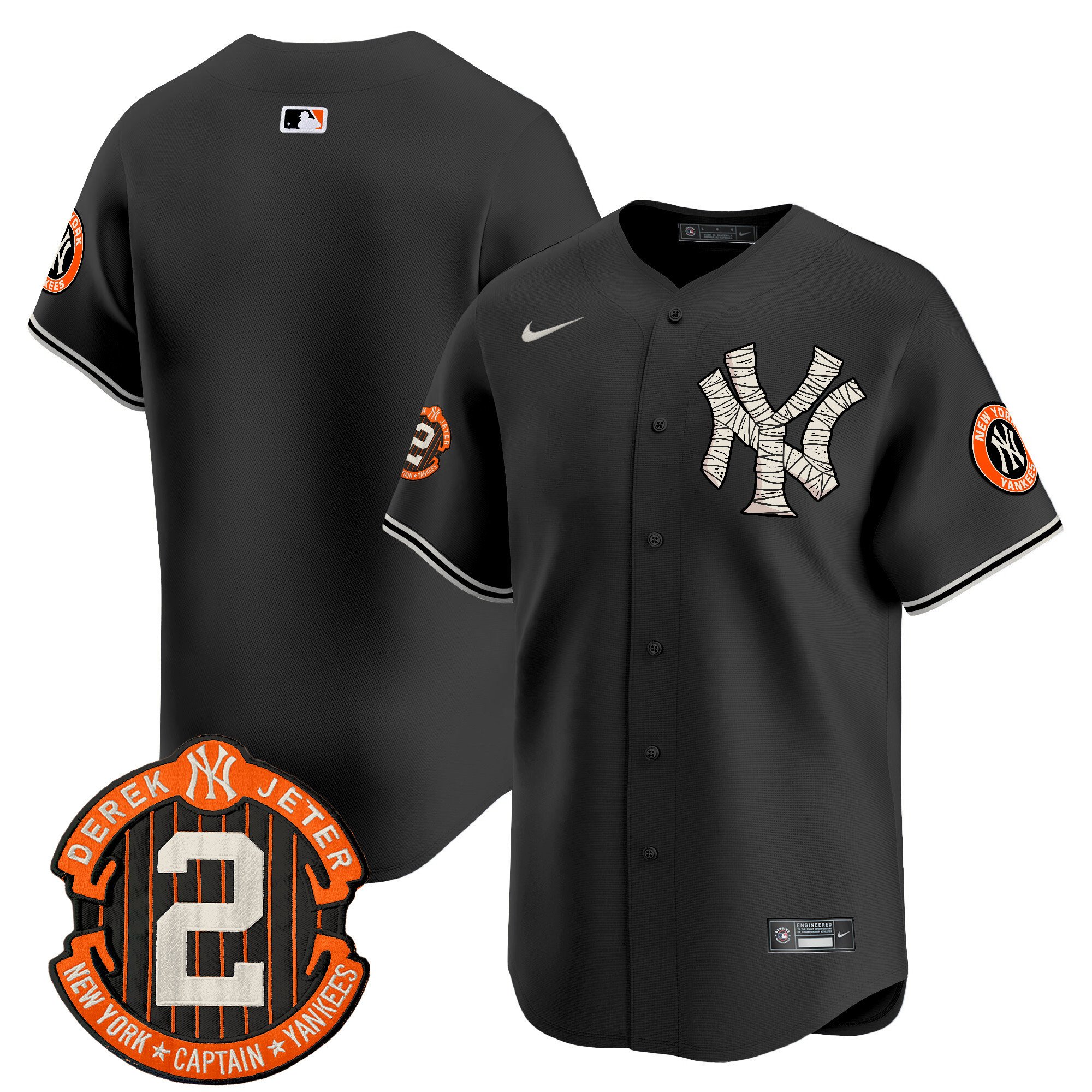 Men's New York Yankees Halloween Vapor Premier Limited Black Jersey - All Stitched