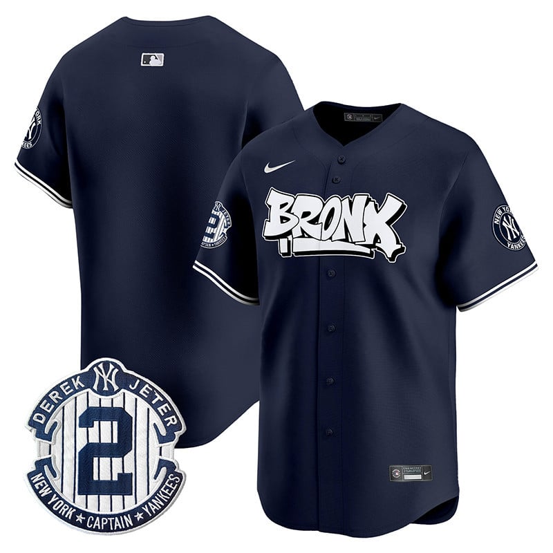 Men's New York Yankees The Bronx Graffiti Vapor Premier Limited Navy Jersey V3 - All Stitched