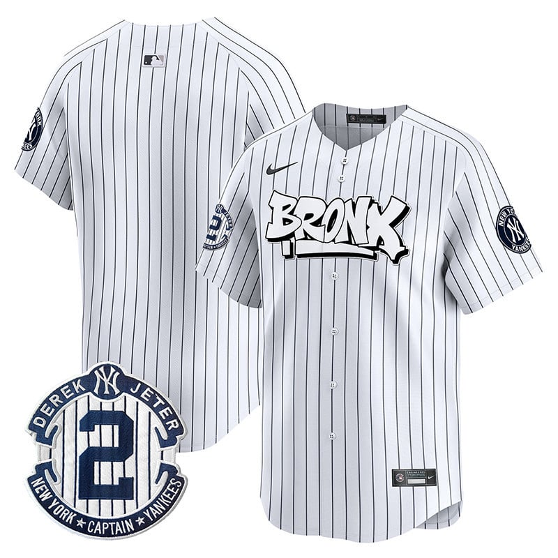 Men's New York Yankees The Bronx Graffiti Vapor Premier Limited Pinstripe Jersey V3 - All Stitched