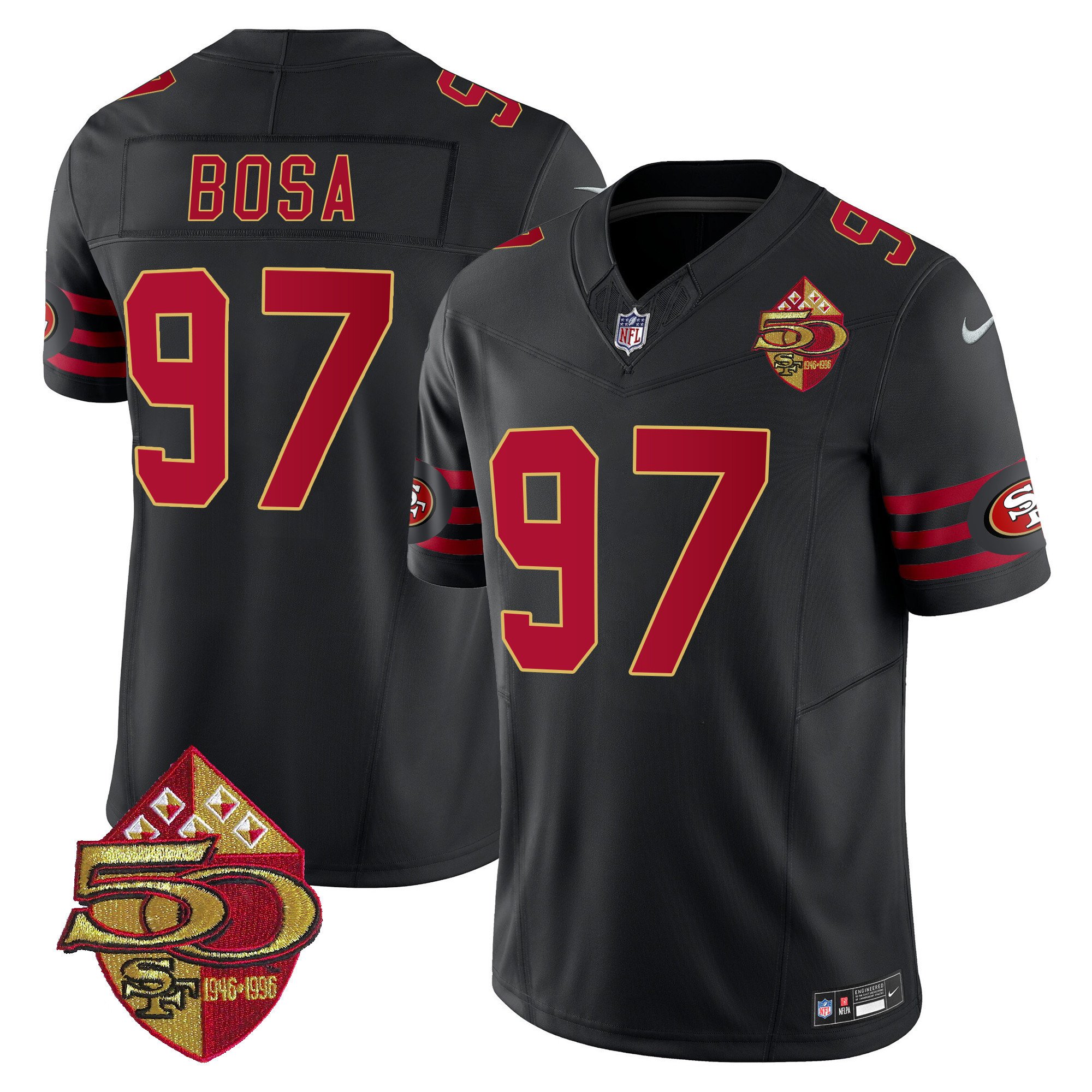 Men's Nick Bosa San Francisco 49ers 1996 Throwback Vapor Limited Black Jersey - All Stitched