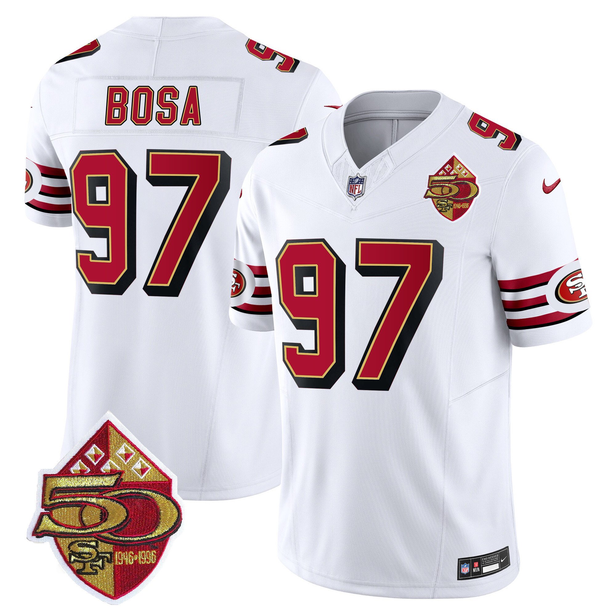 Men's Nick Bosa San Francisco 49ers 1996 Throwback Vapor Limited White Jersey - All Stitched
