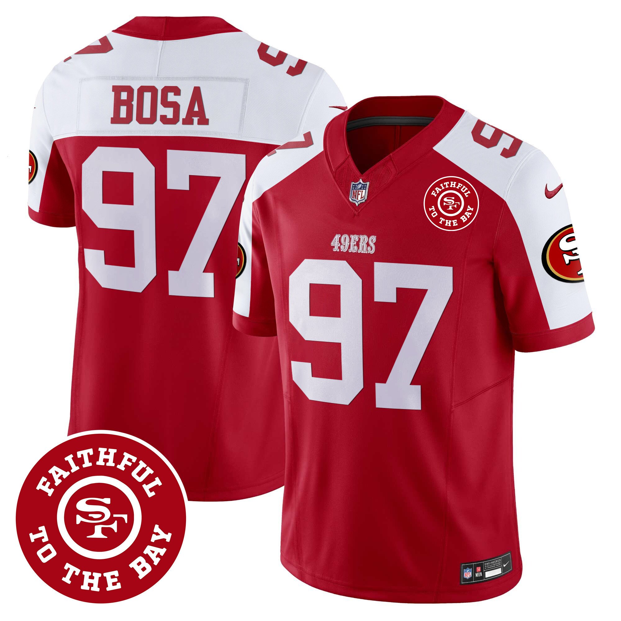 Men's Nick Bosa San Francisco 49ers Faithful To The Bay Patch Vapor Alternate Jersey - All Stitched