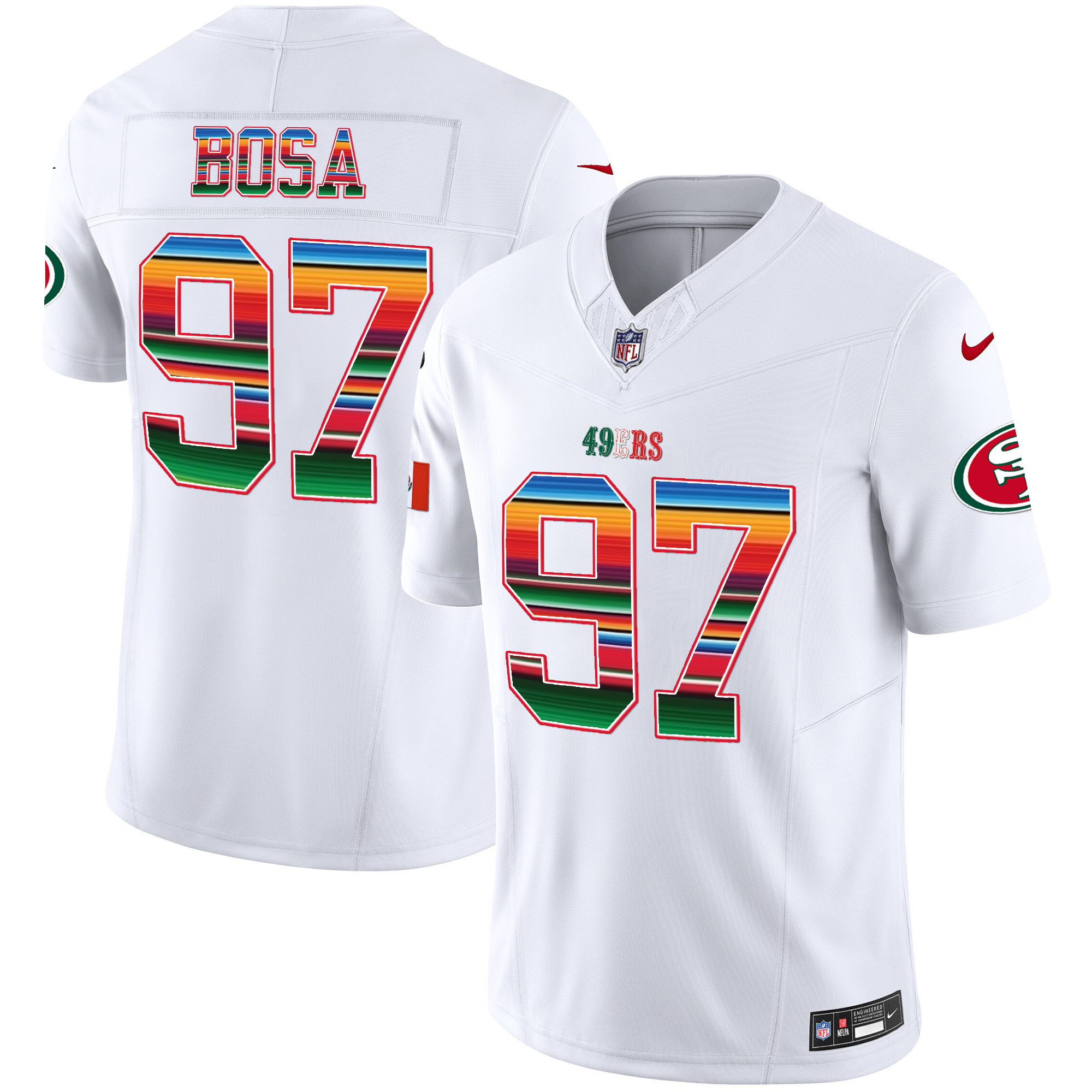 Men's Nick Bosa San Francisco 49ers Mexico Vapor White Jersey V3 - All Stitched