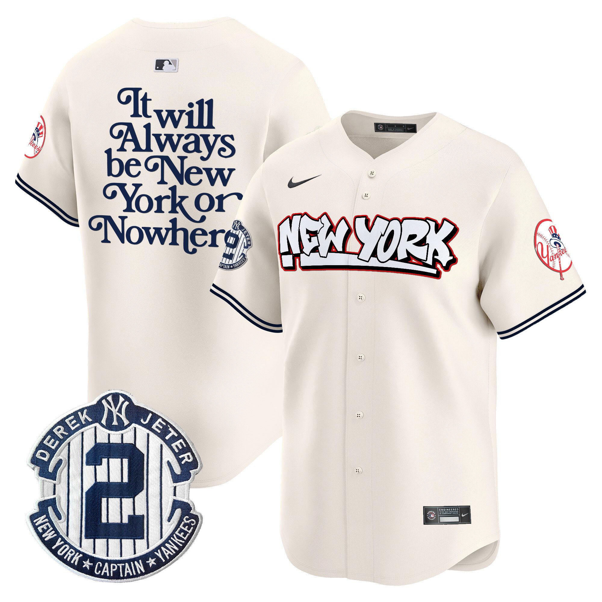 Men's NYON New York Yankees Graffiti Vapor Premier Limited Cream Jersey V2 - All Stitched