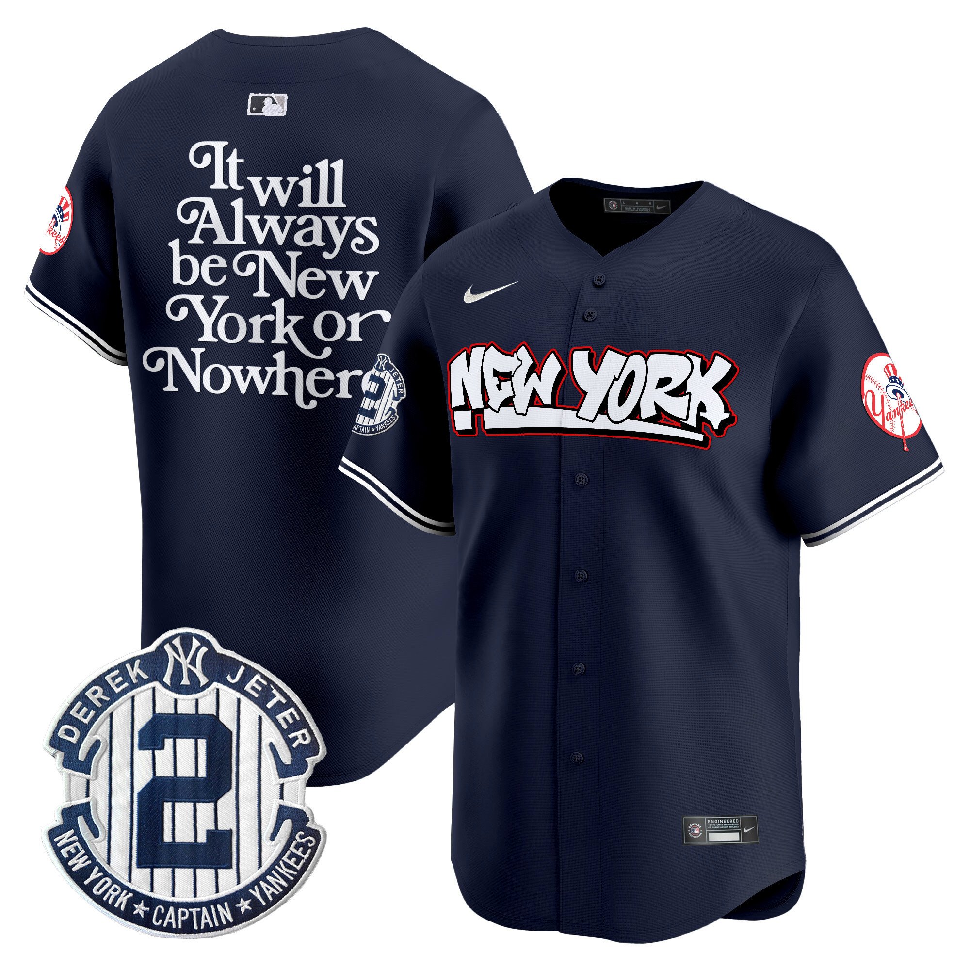 Men's NYON New York Yankees Graffiti Vapor Premier Limited Navy Jersey V2 - All Stitched