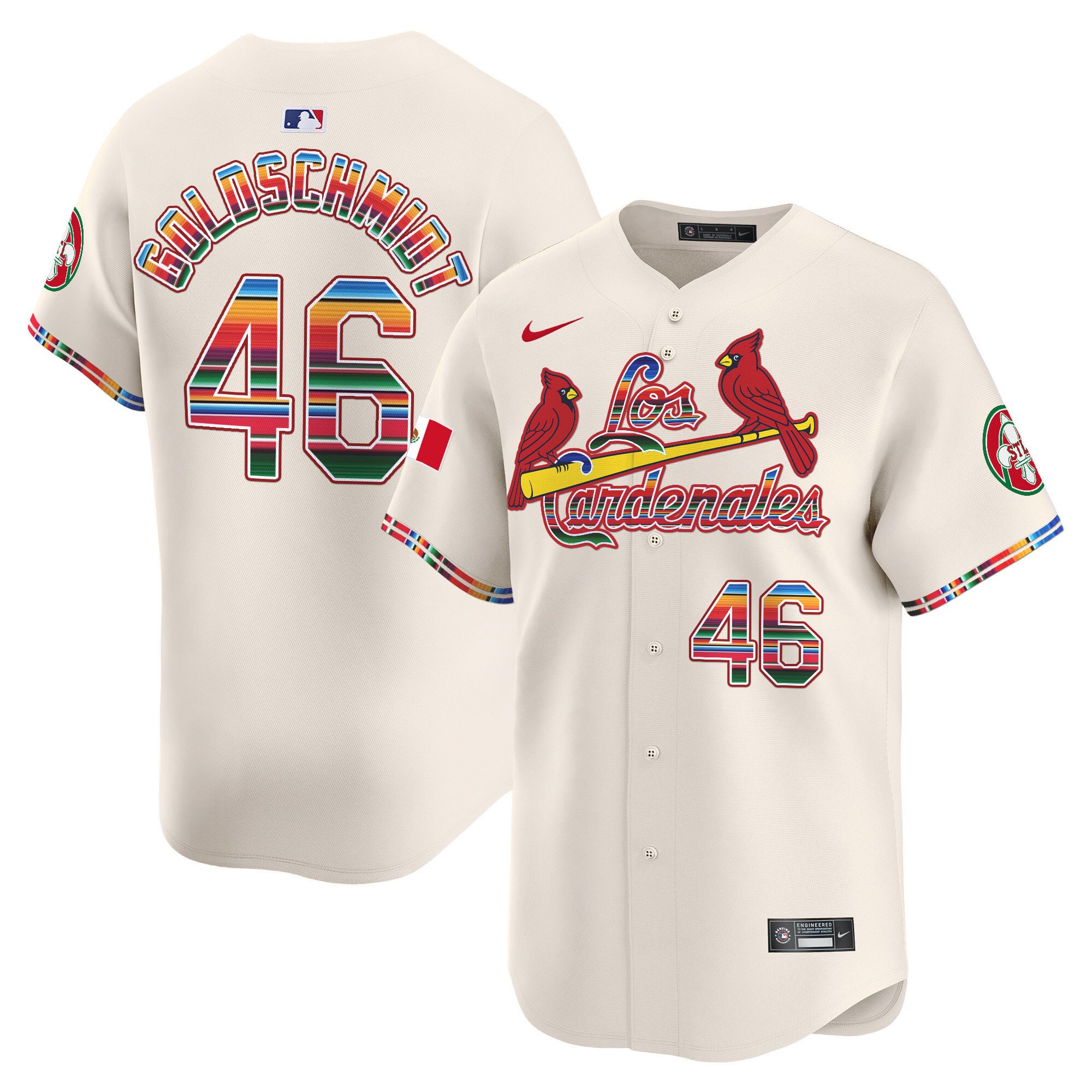 Men's Paul Goldschmidt St. Louis Cardinals Fiesta Cardenales Vapor Premier Limited Cream Jersey - All Stitched