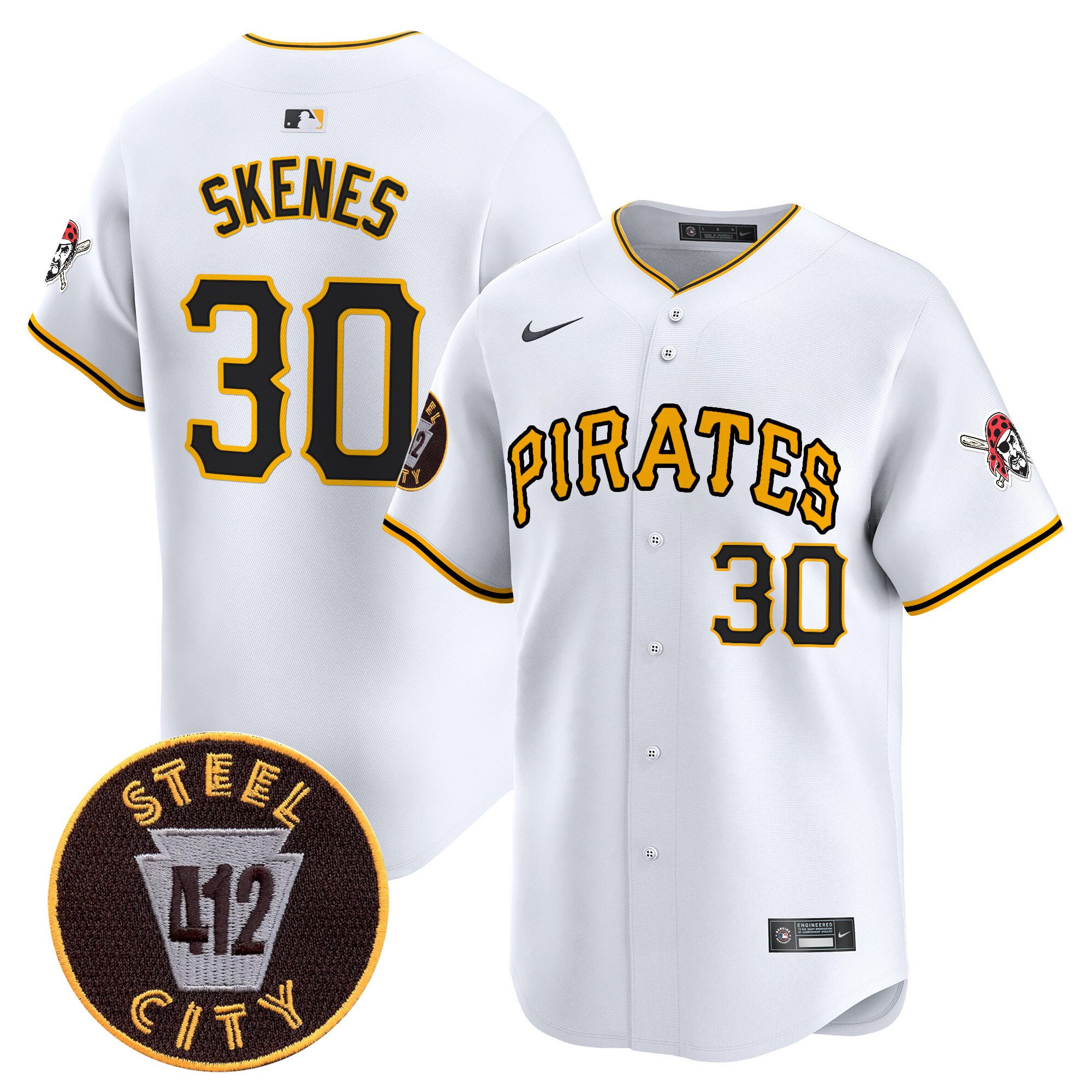 Men's Paul Skenes Pittsburgh Pirates 412 Patch Vapor Premier Limited White Jersey V3 - All Stitched