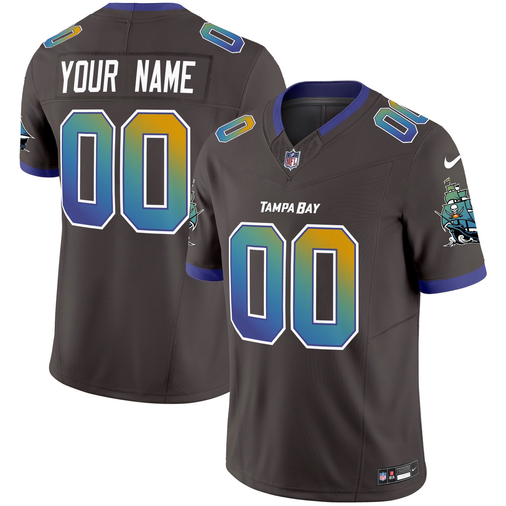 Men's Pewter Tampa Bay Buccaneers "Tampa City" Vapor Limited Custom Jersey - All Stitched