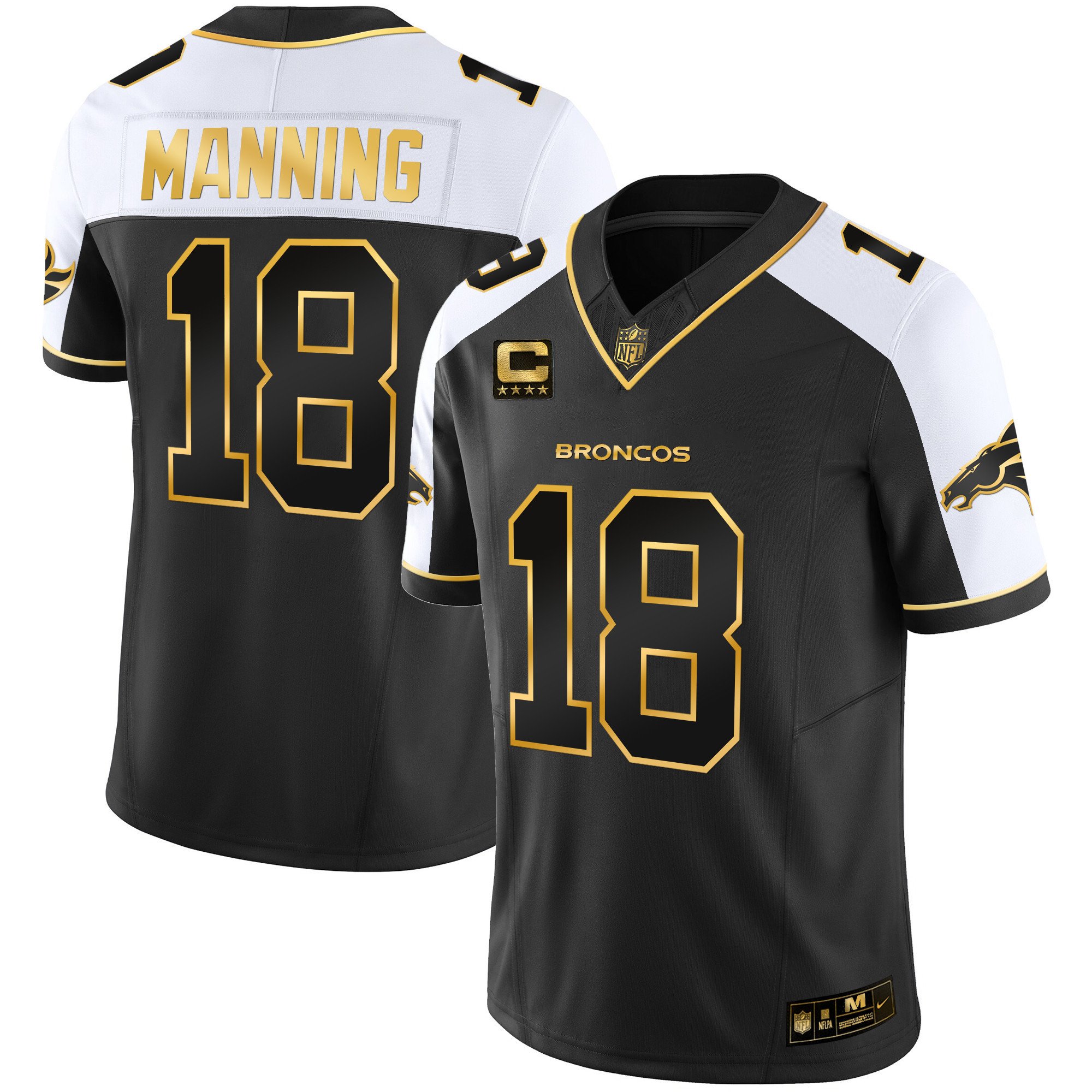 Men's Peyton Manning Denver Broncos Gold Vapor Limited Alternate Jersey - All Stitched