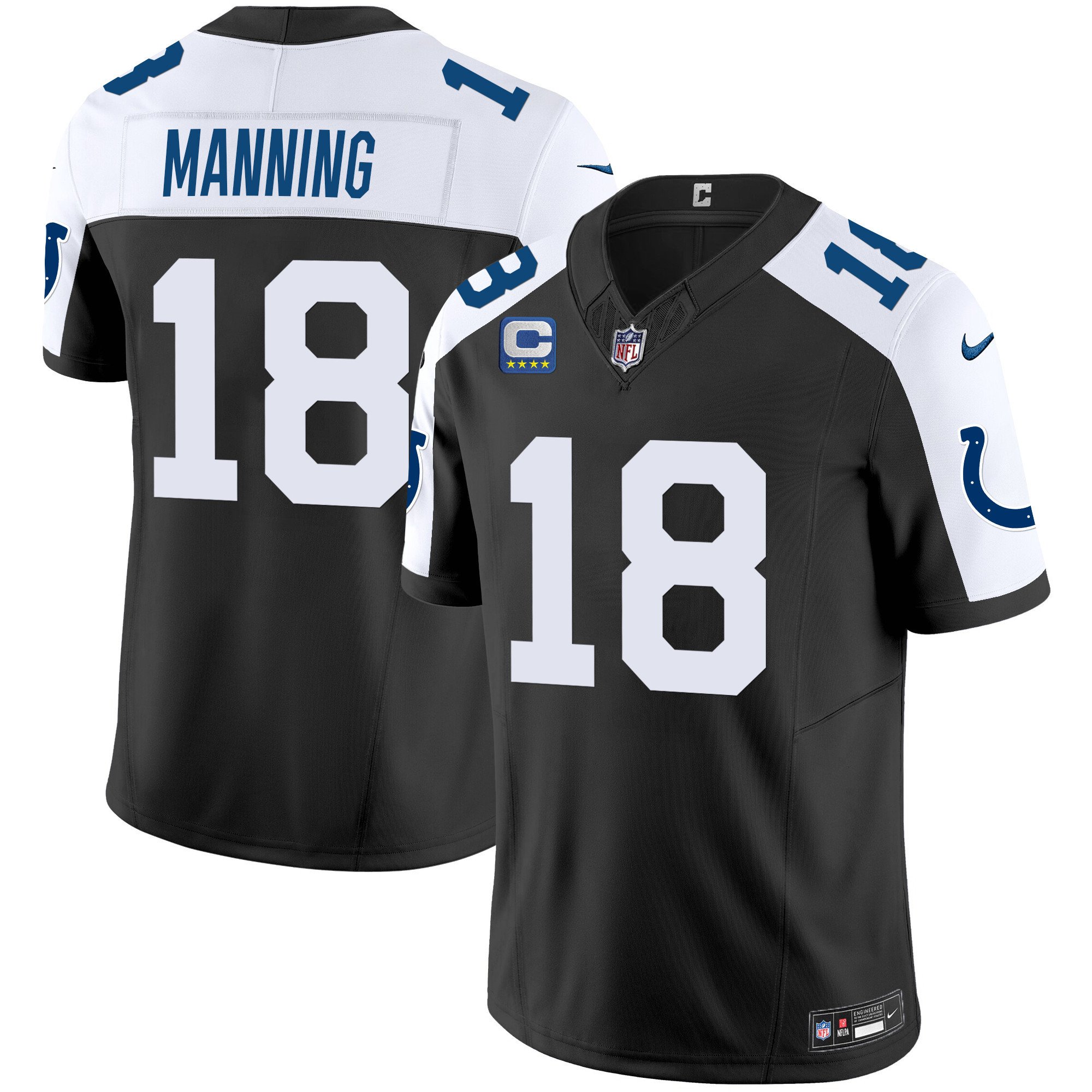 Men's Peyton Manning Indianapolis Colts Vapor Limited Black Alternate Jersey - All Stitched