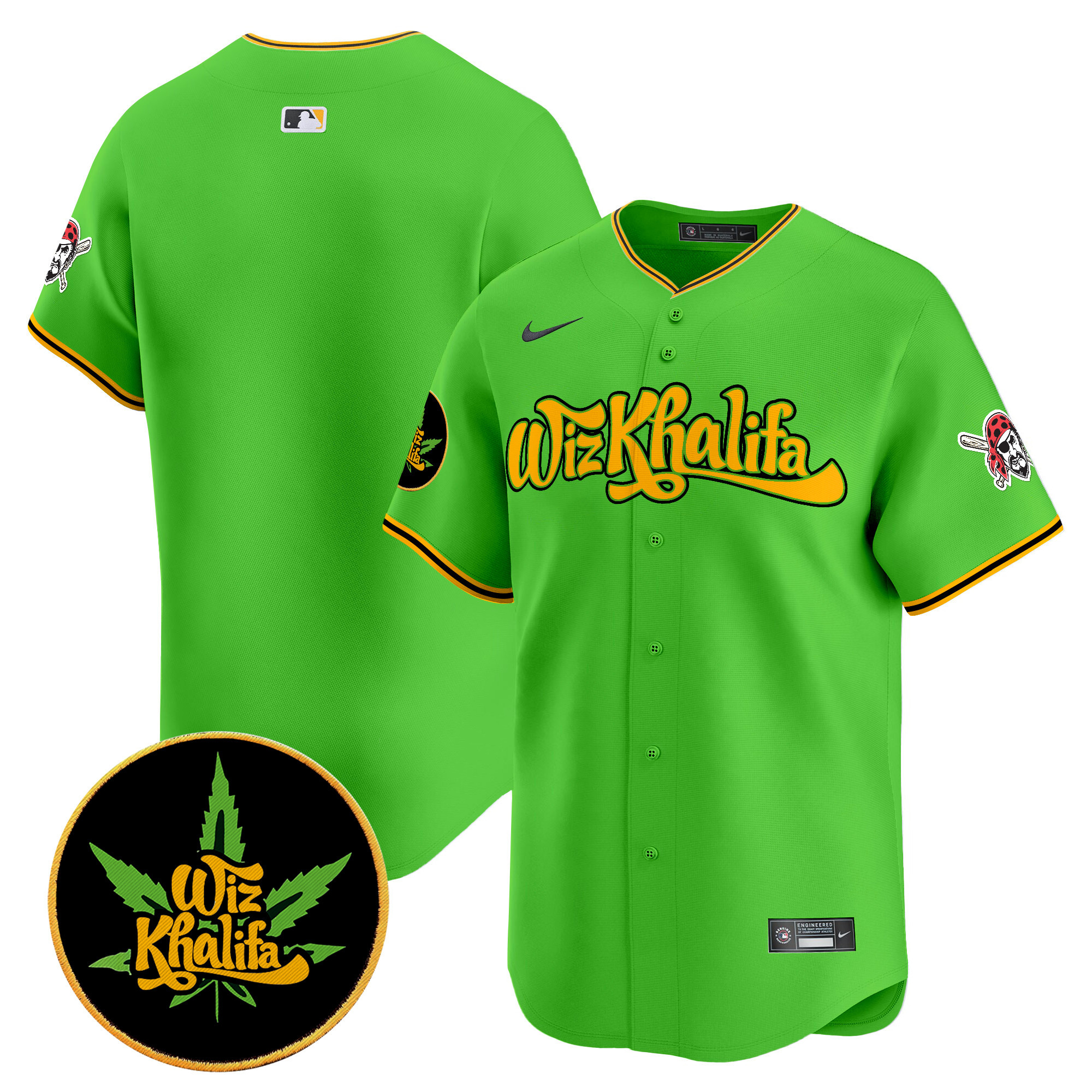 Men's Pittsburgh Pirates Wiz Khalifa Vapor Premier Limited Green Jersey - All Stitched