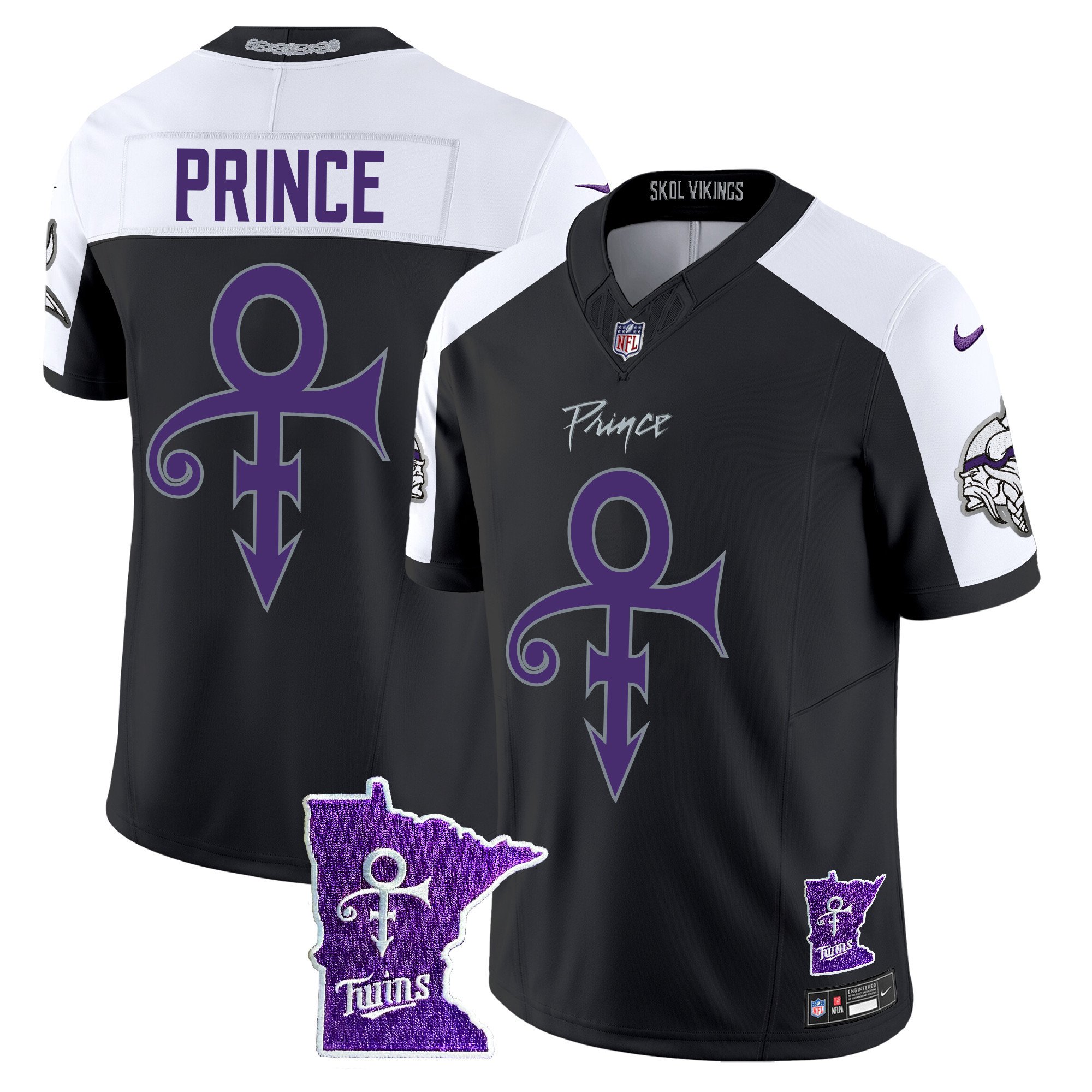 Men's Prince Minnesota Vikings 2024 Prince Vapor Limited Black Alternate Jersey V2 - All Stitched
