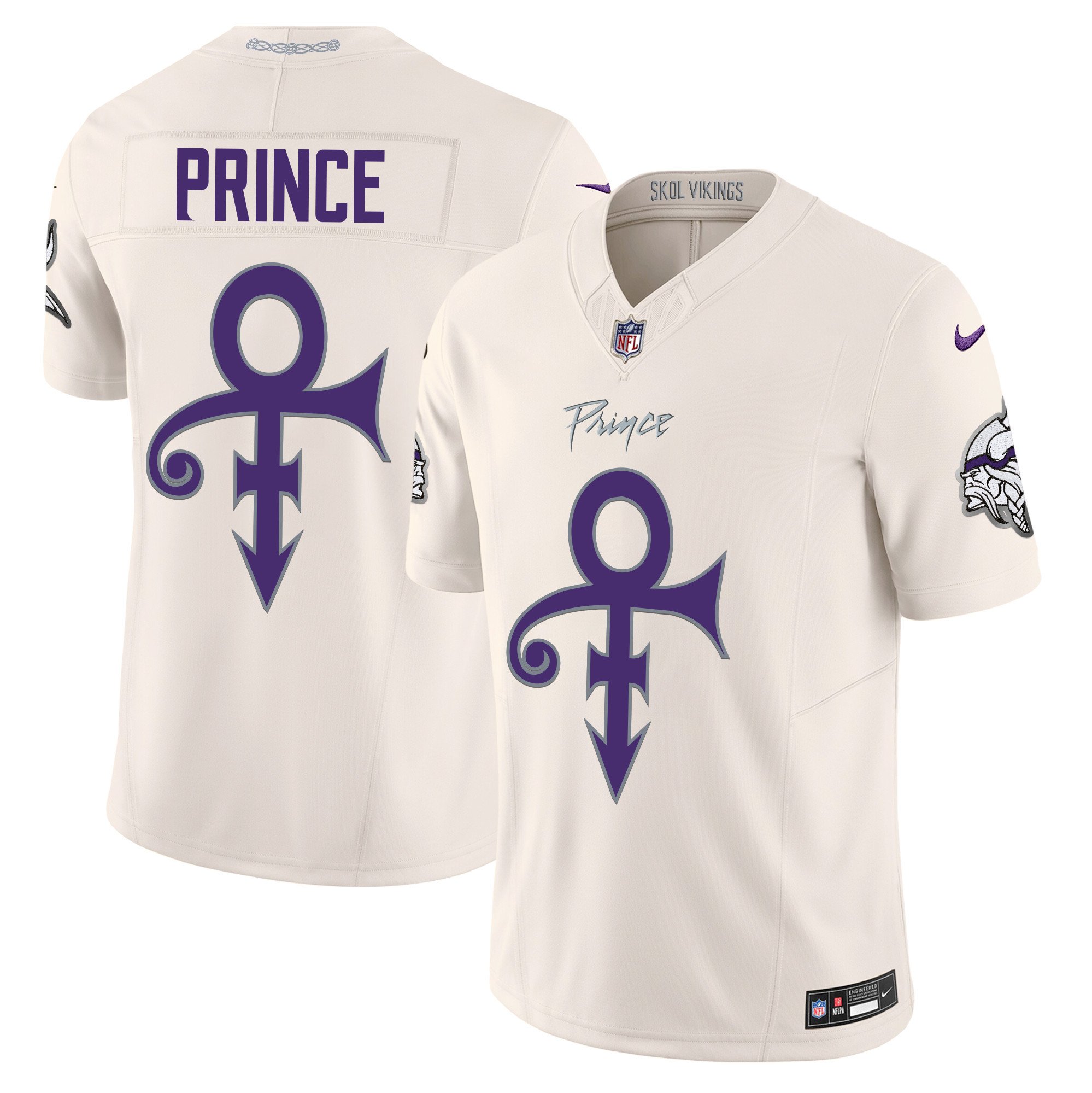 Men's Prince Minnesota Vikings 2024 Prince Vapor Limited Cream Jersey - All Stitched