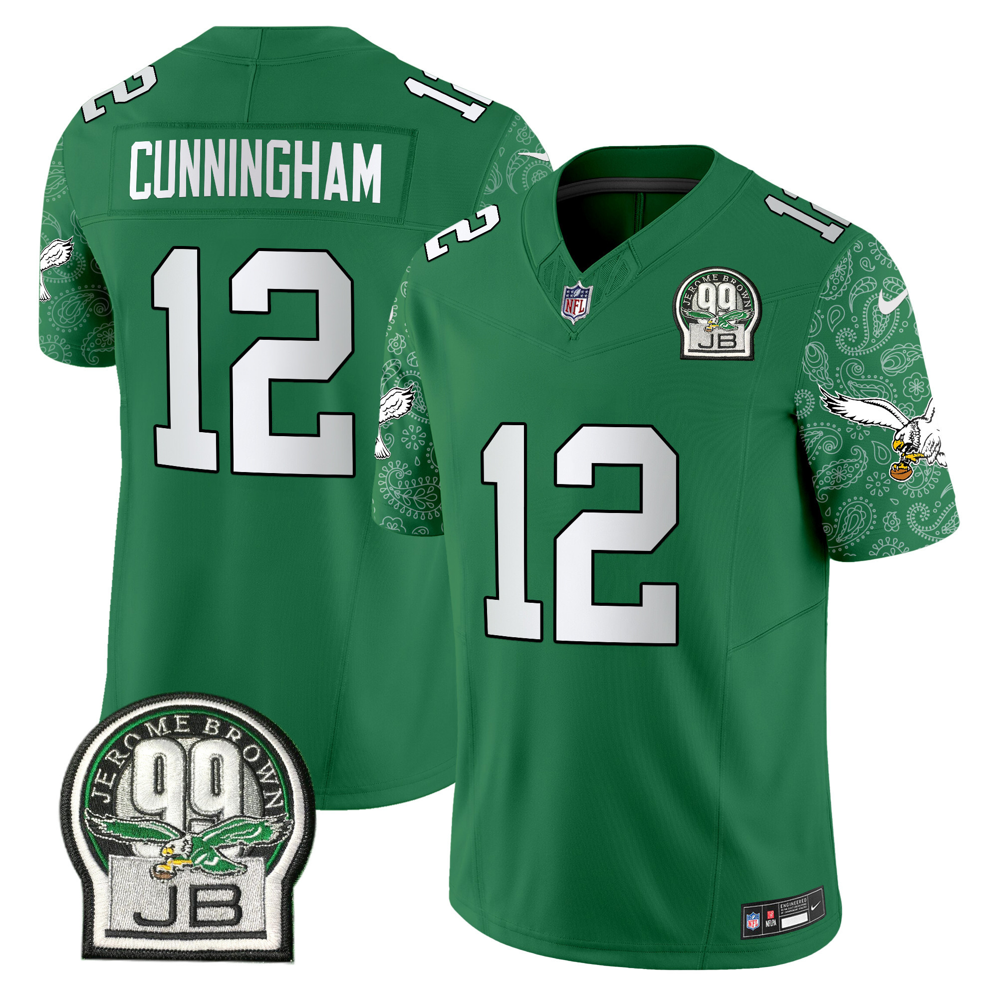 Men's Randall Cunningham Philadelphia Eagles Kelly Green Vapor Limited Kelly Green Jersey V4 - All Stitched
