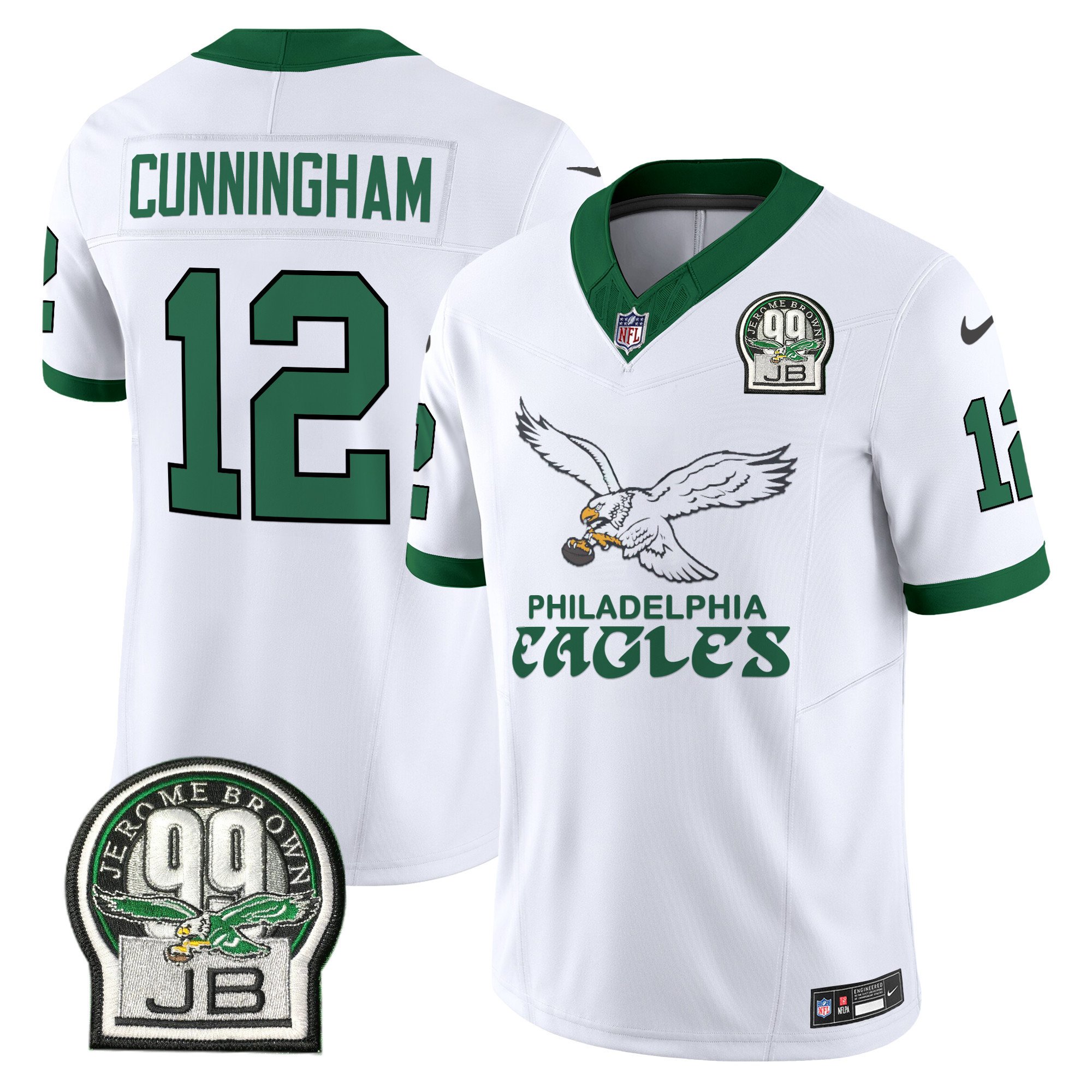 Men's Randall Cunningham Philadelphia Eagles Kelly Green Vapor Limited Kelly White Jersey V5 - All Stitched